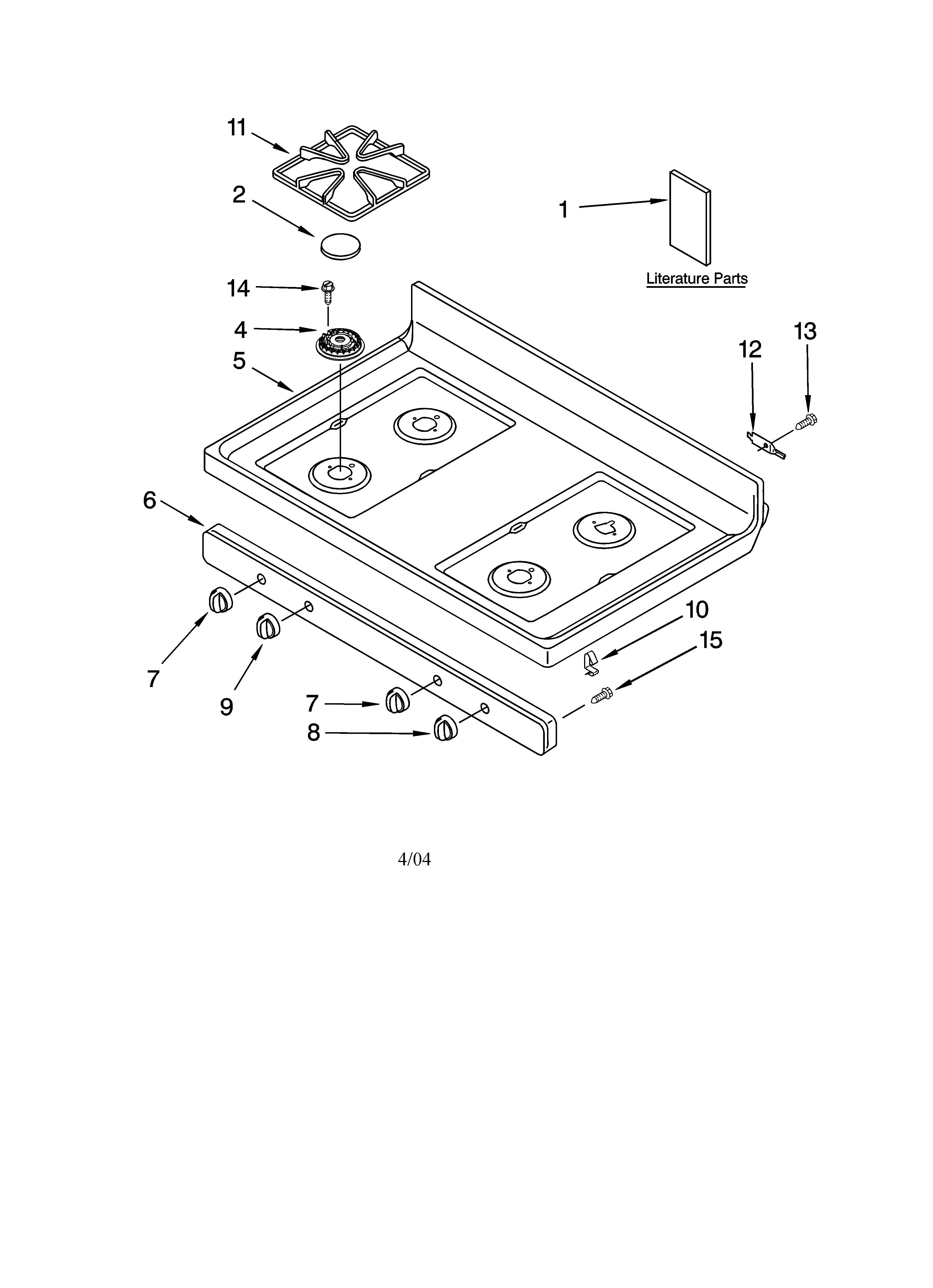 Kenmore 66575002102 cooktop parts diagram