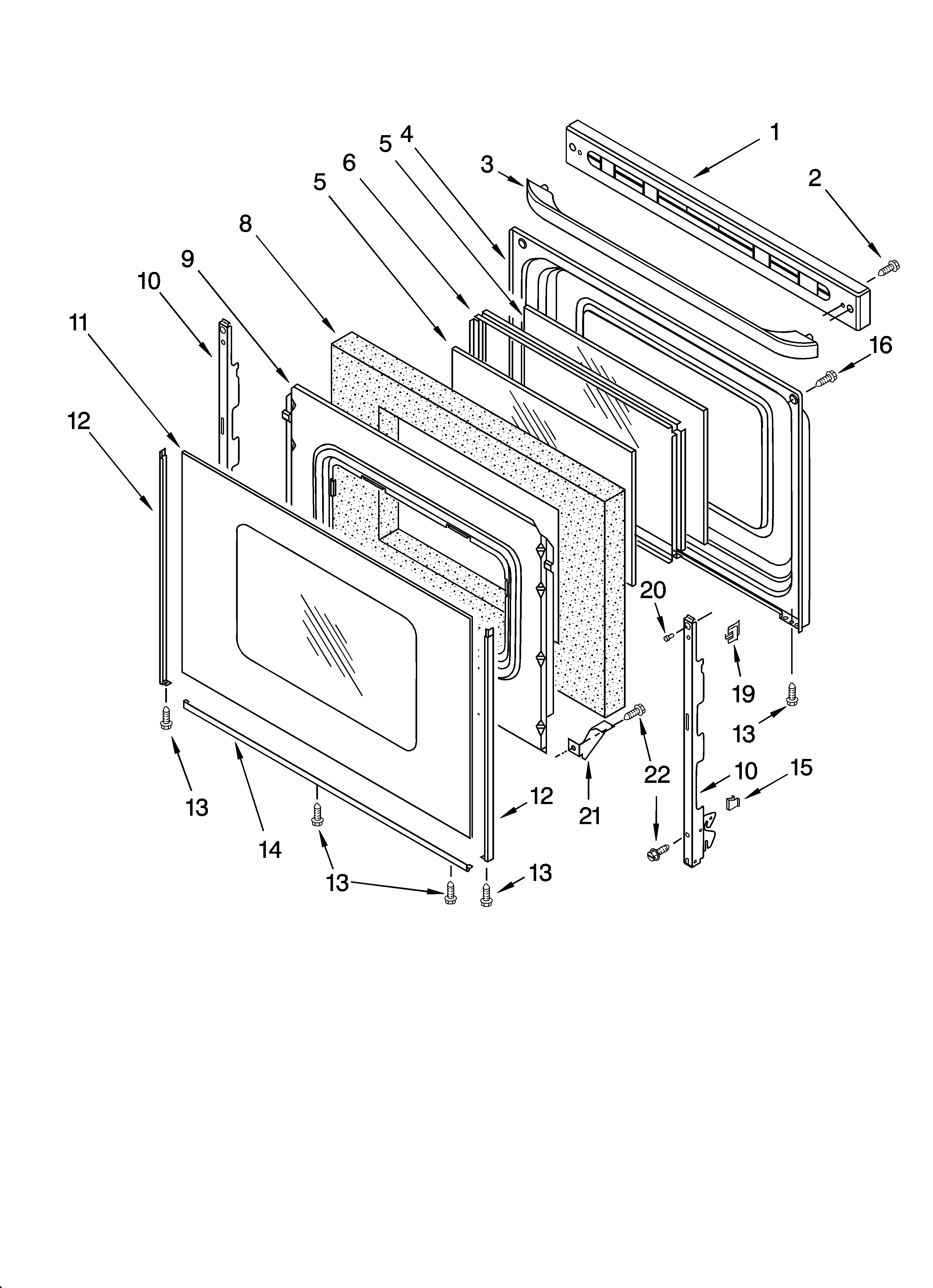 Kenmore 66575002102 door parts diagram