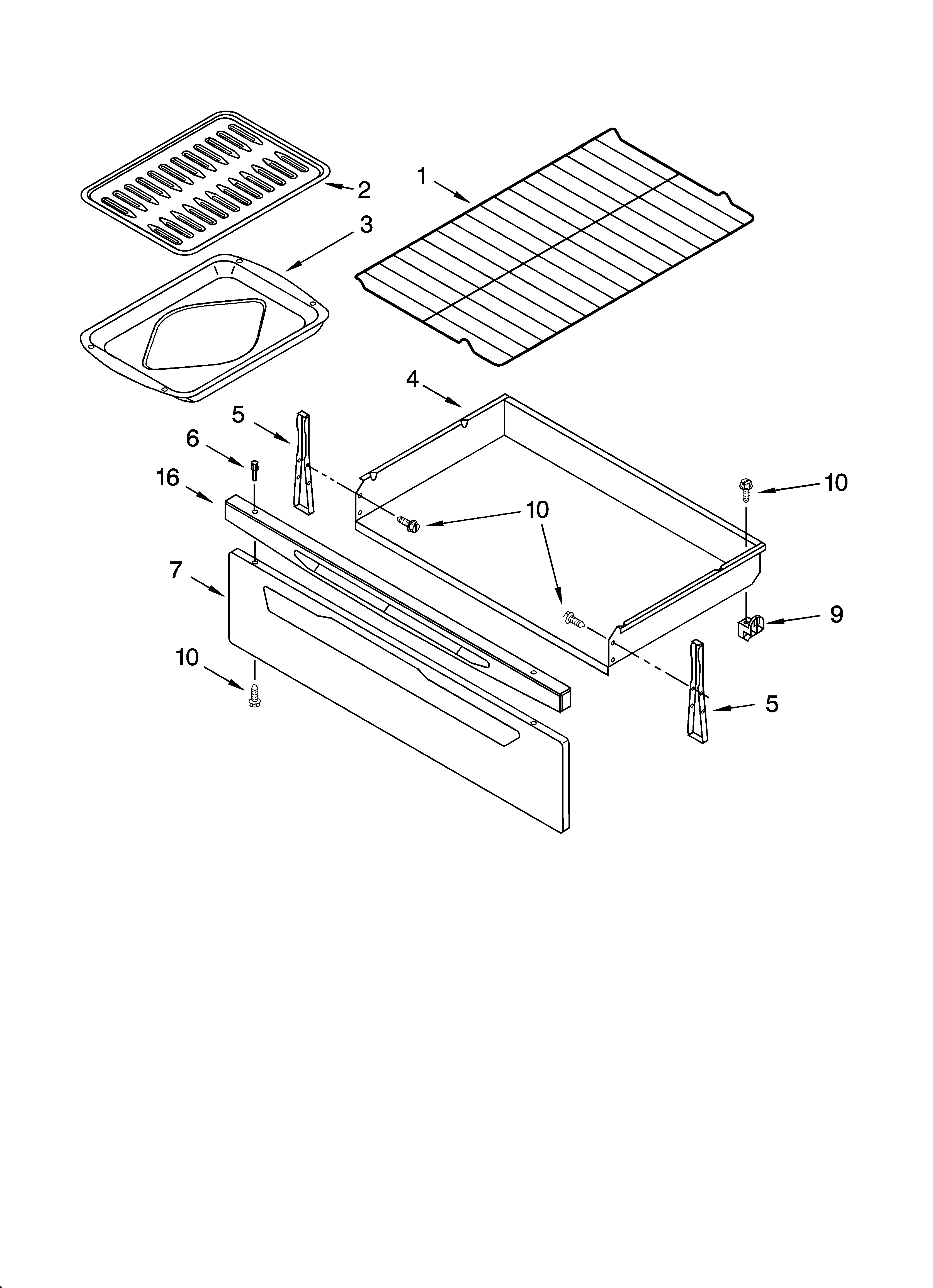 Kenmore 66575002102 drawer & broiler parts, miscellaneous parts diagram