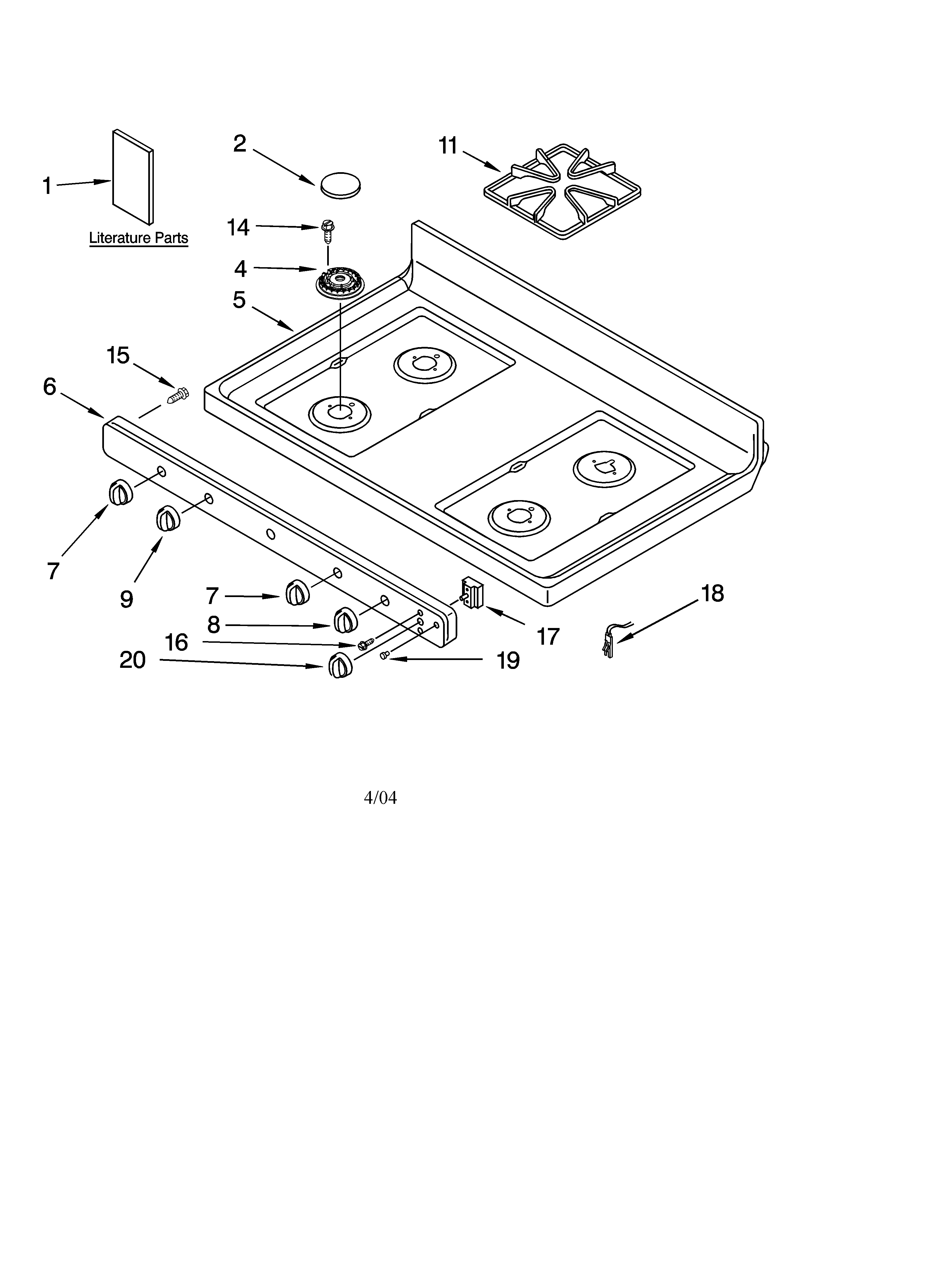 Kenmore 66572169301 cooktop parts diagram