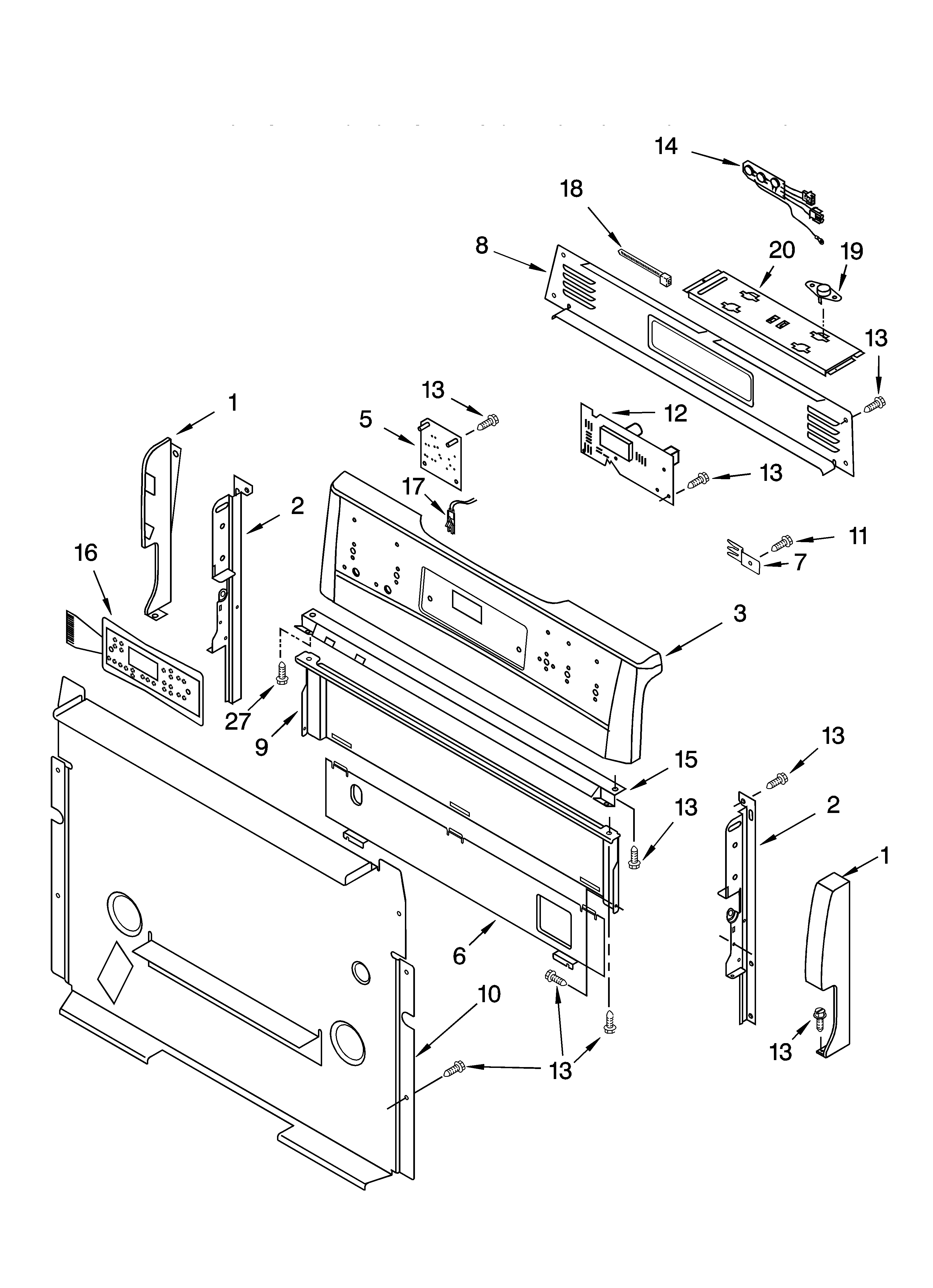 Kenmore 66572169301 control panel parts diagram
