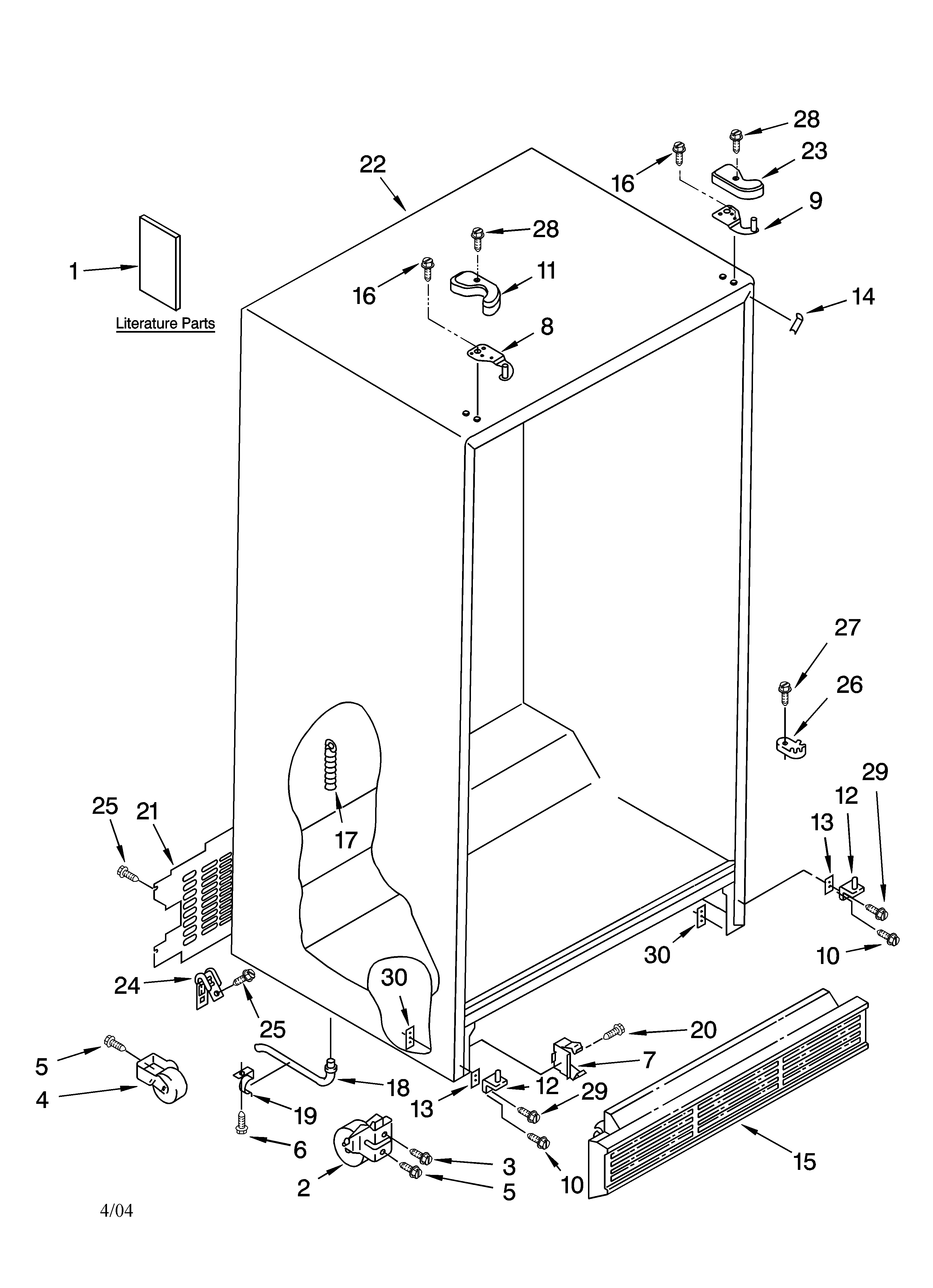 Kenmore 10644259401 cabinet parts diagram