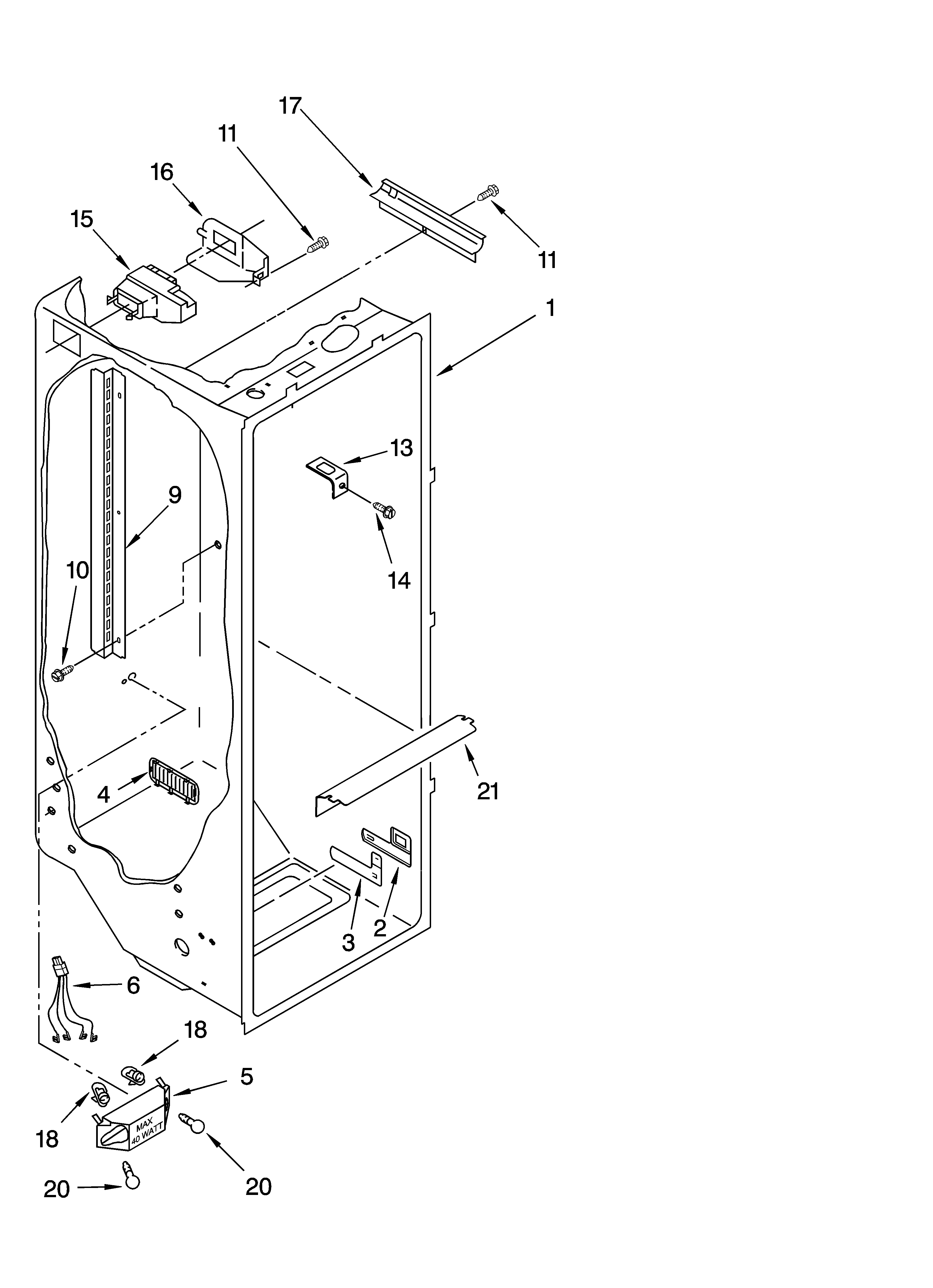 Kenmore 10644259401 refrigerator liner parts diagram