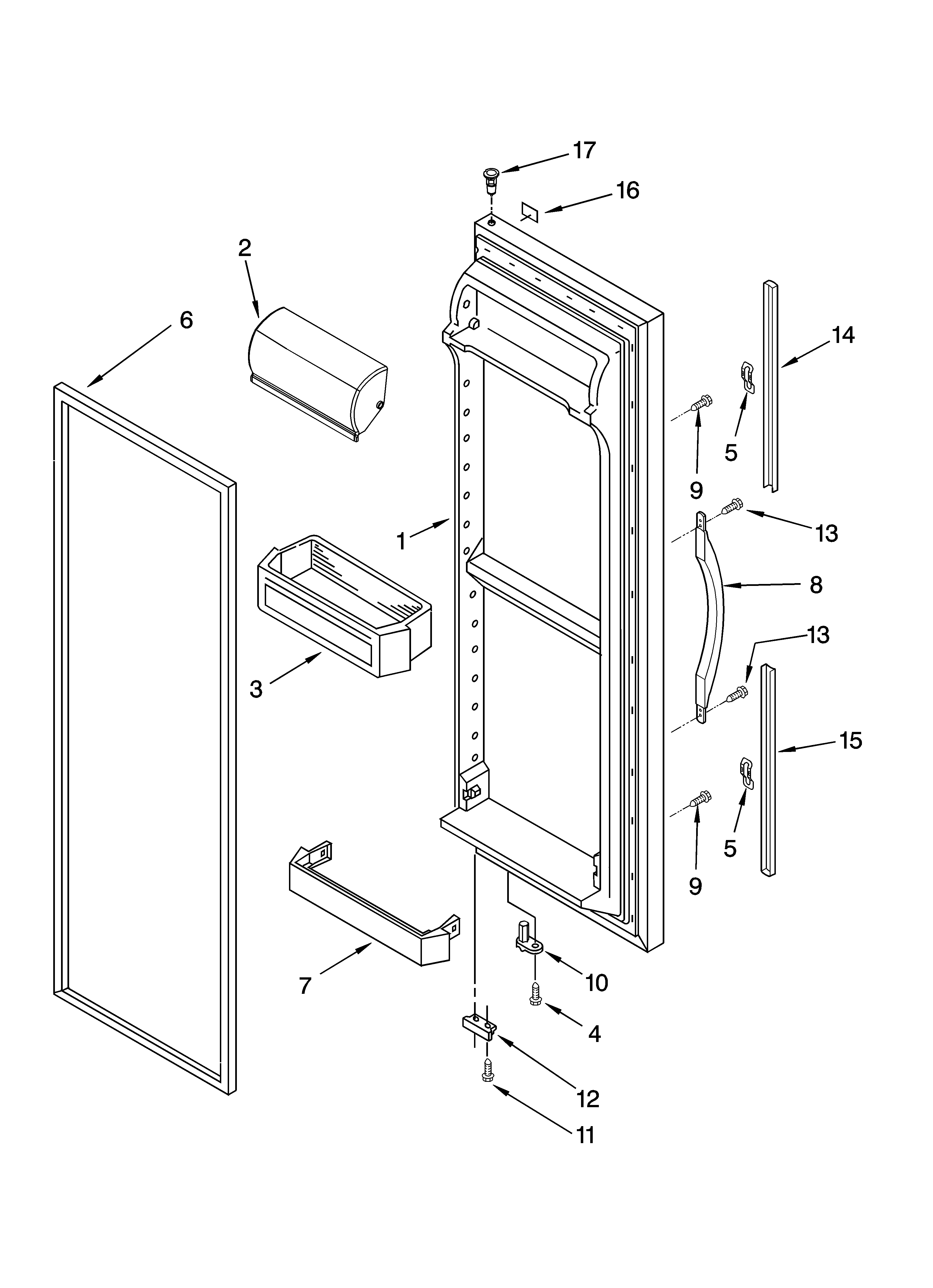 Kenmore 10644259401 refrigerator door parts diagram
