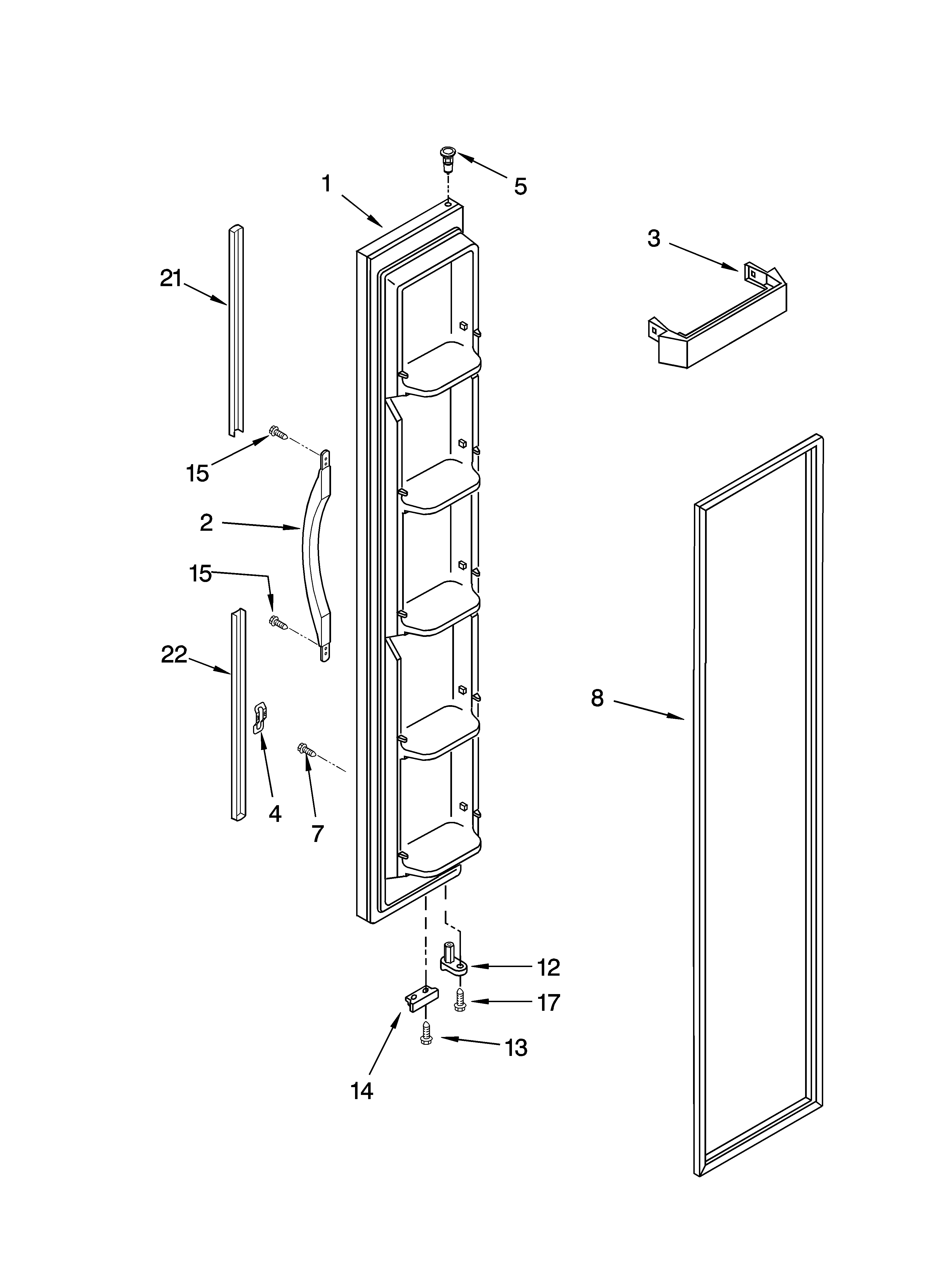 Kenmore 10644259401 freezer door parts diagram