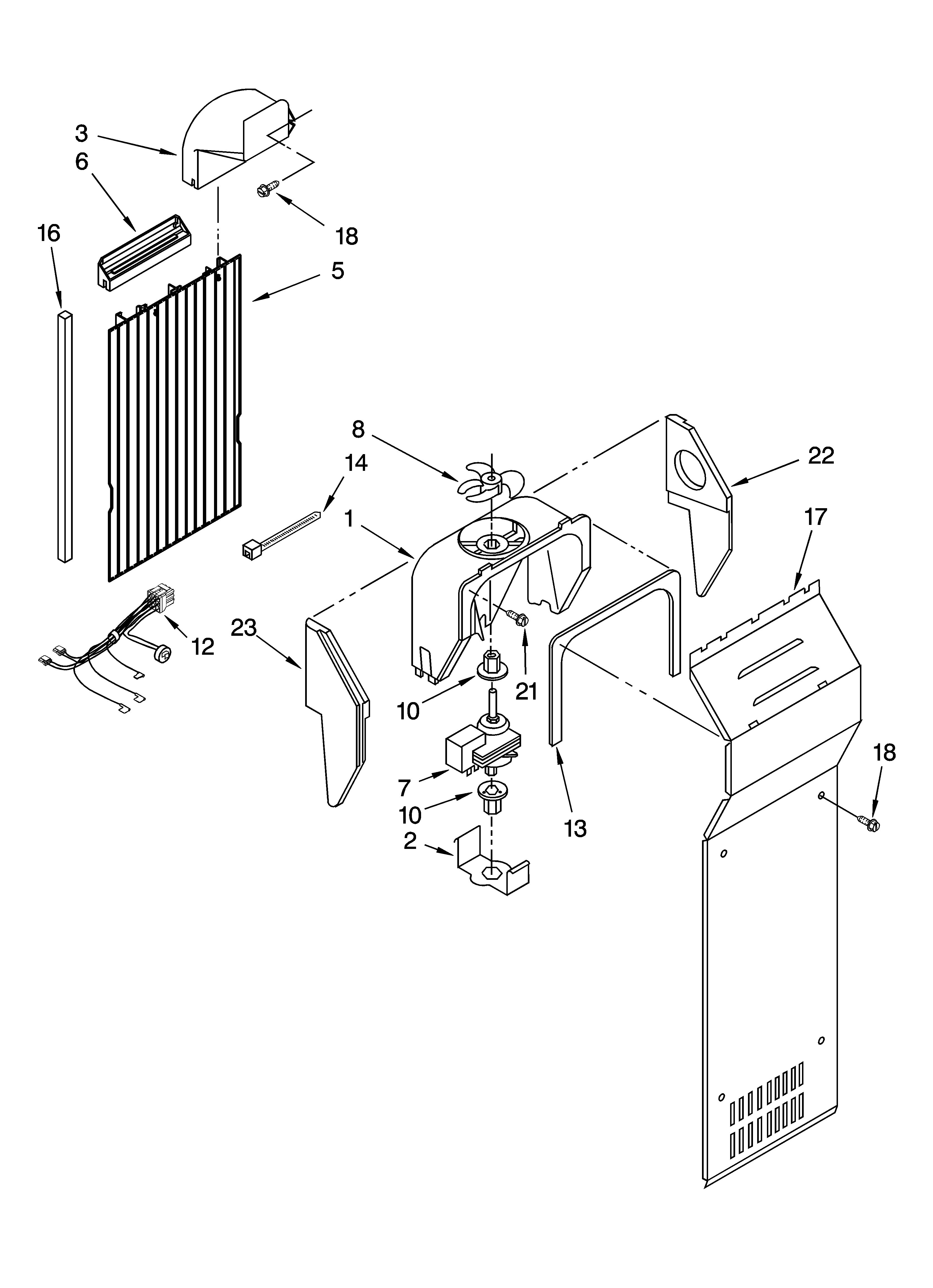 Kenmore 10644259401 air flow parts diagram