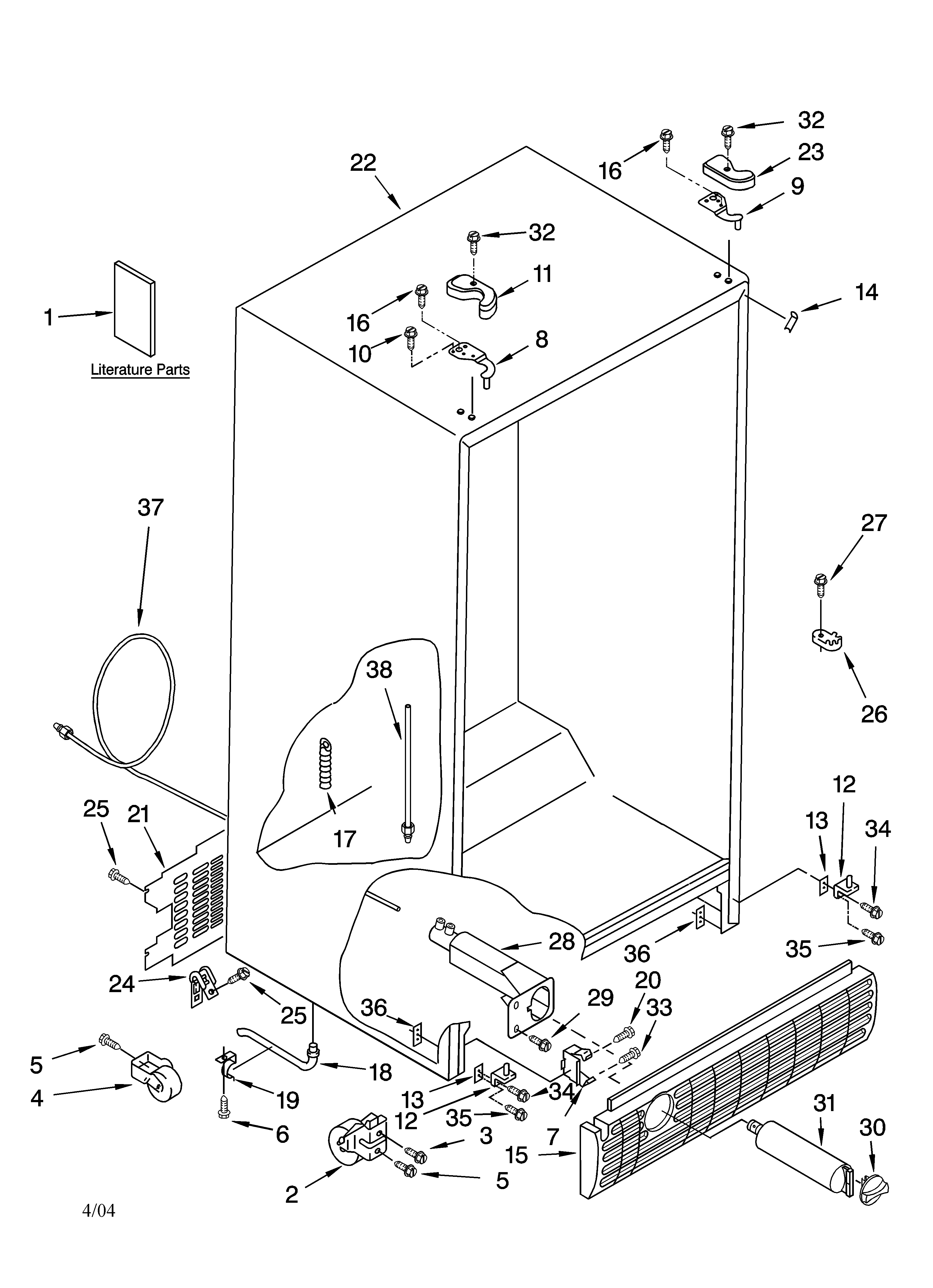 Kenmore 10654039400 cabinet parts diagram