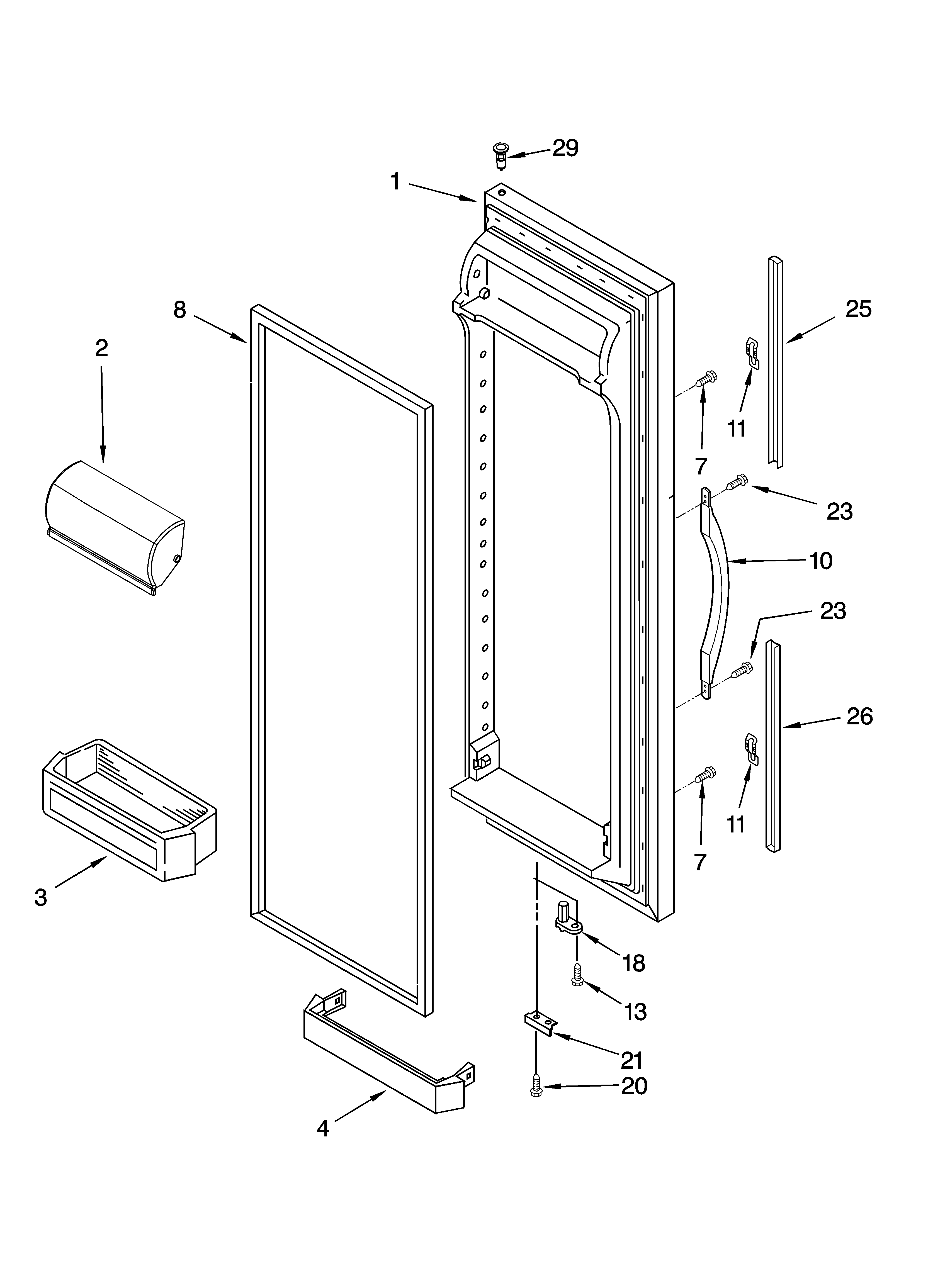 Kenmore 10654039400 refrigerator door parts diagram