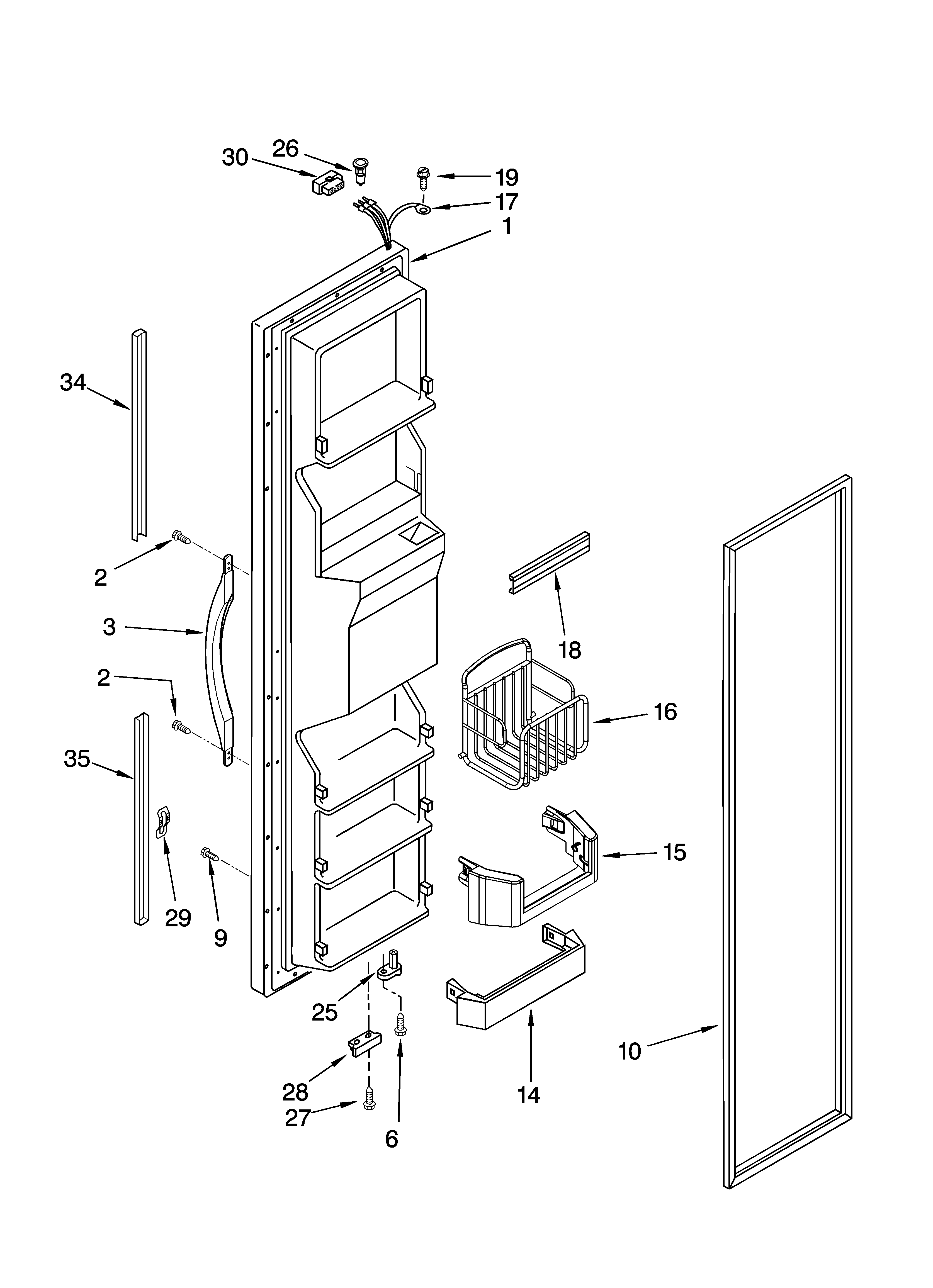 Kenmore 10654039400 freezer door parts diagram