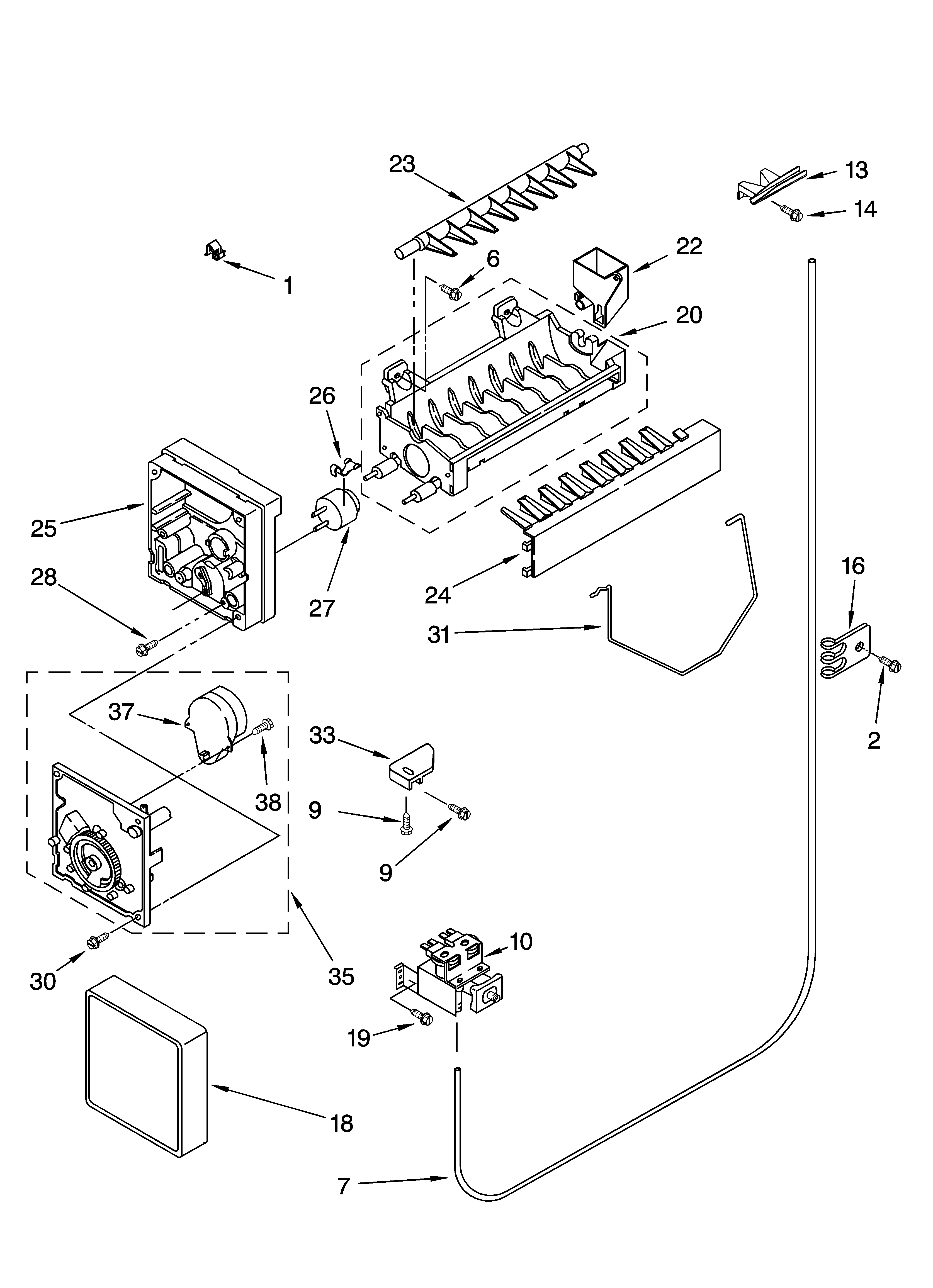 Kenmore 10654039400 icemaker parts diagram