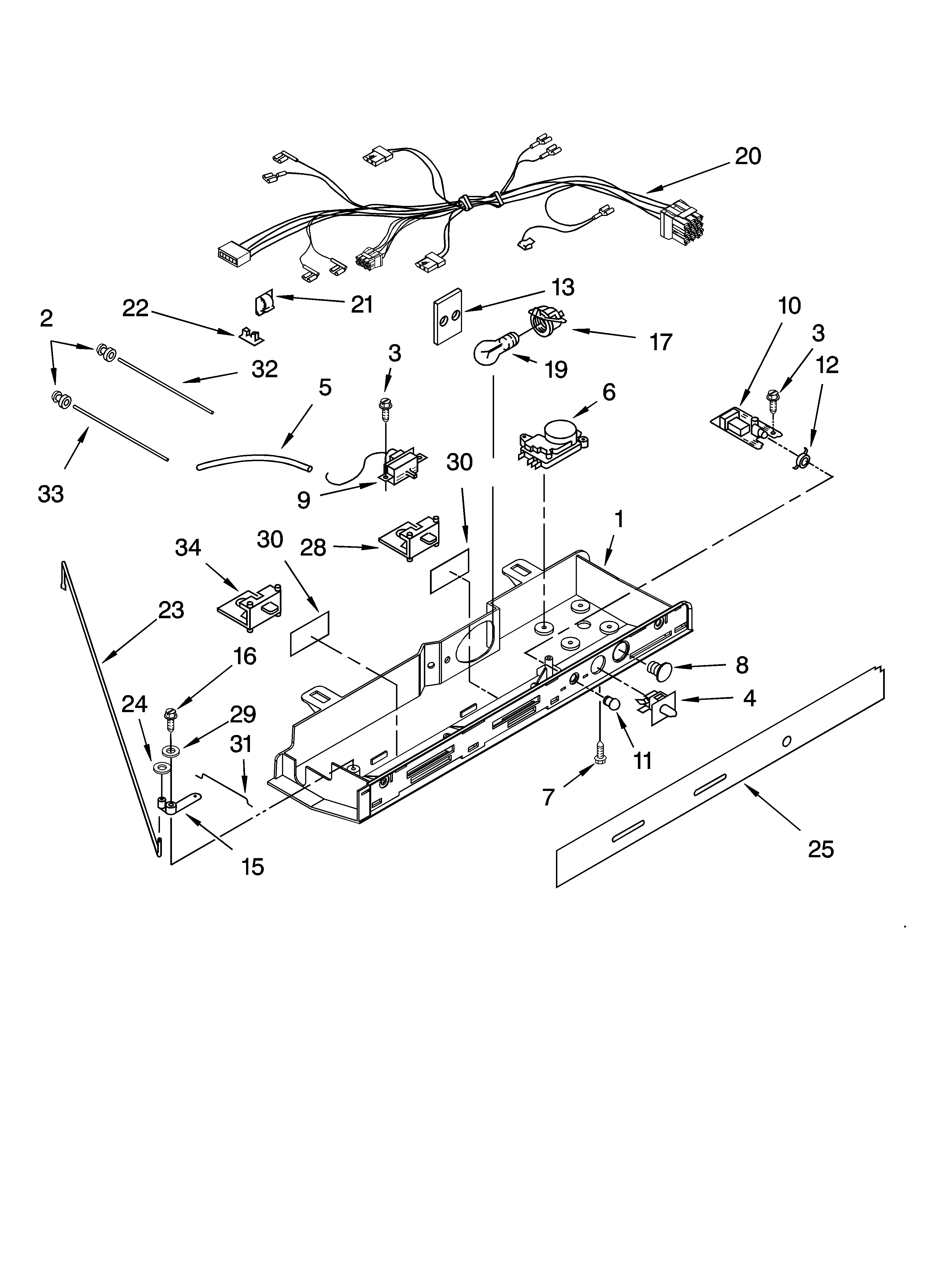 Kenmore 10654039400 control parts, parts not illustrated diagram
