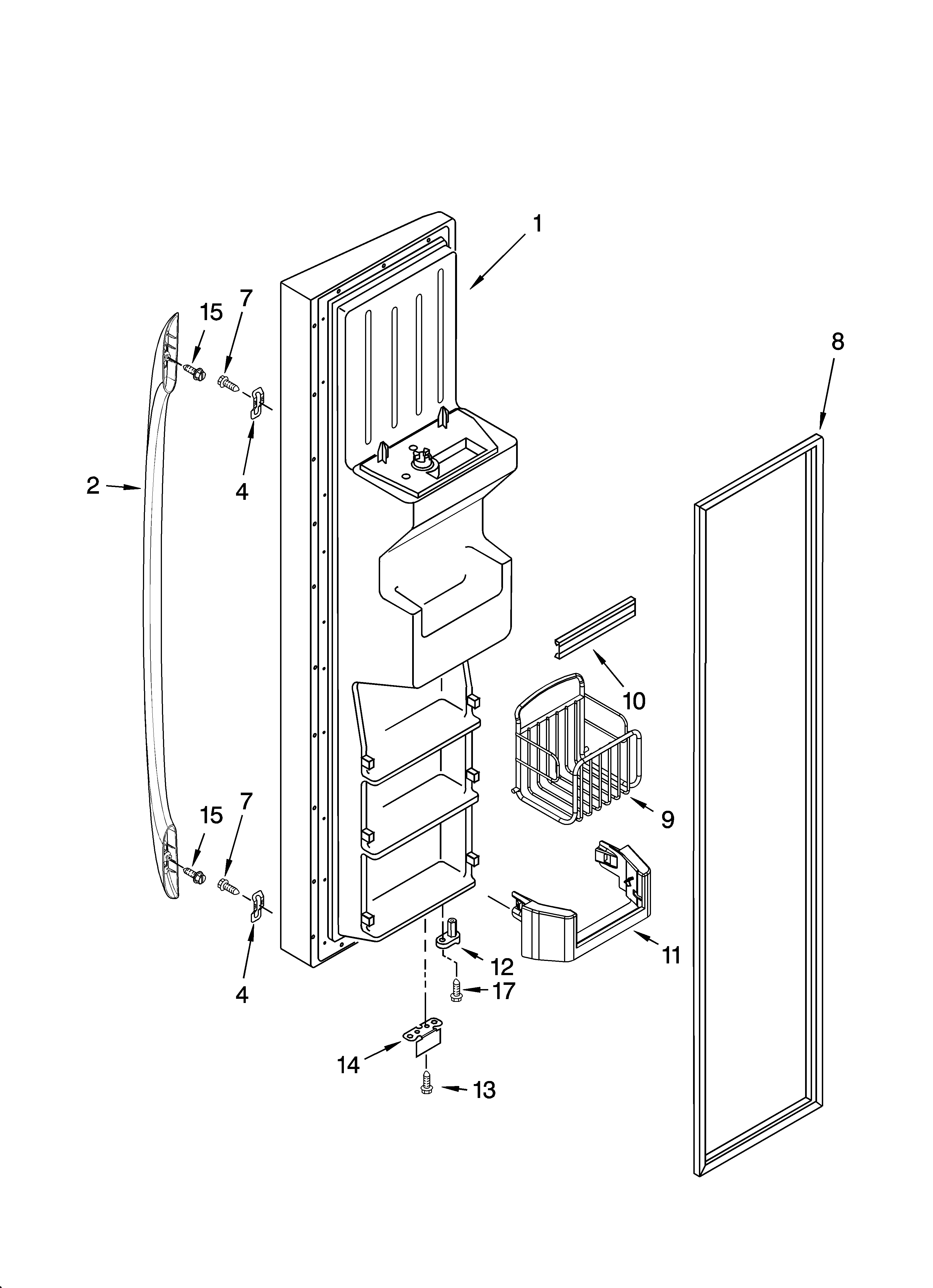 Kenmore 10654619300 freezer door parts diagram
