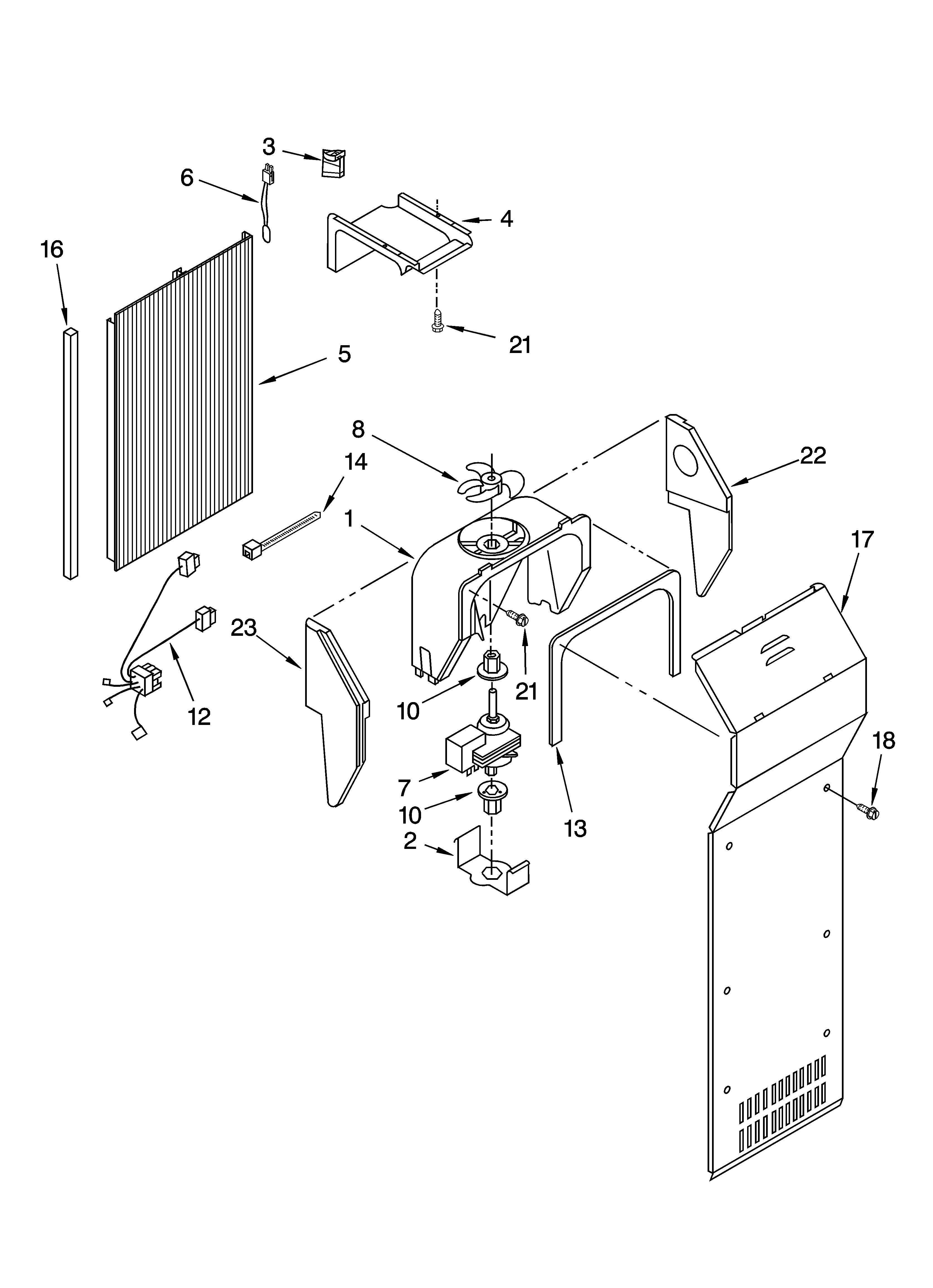 Kenmore 10654619300 air flow parts diagram