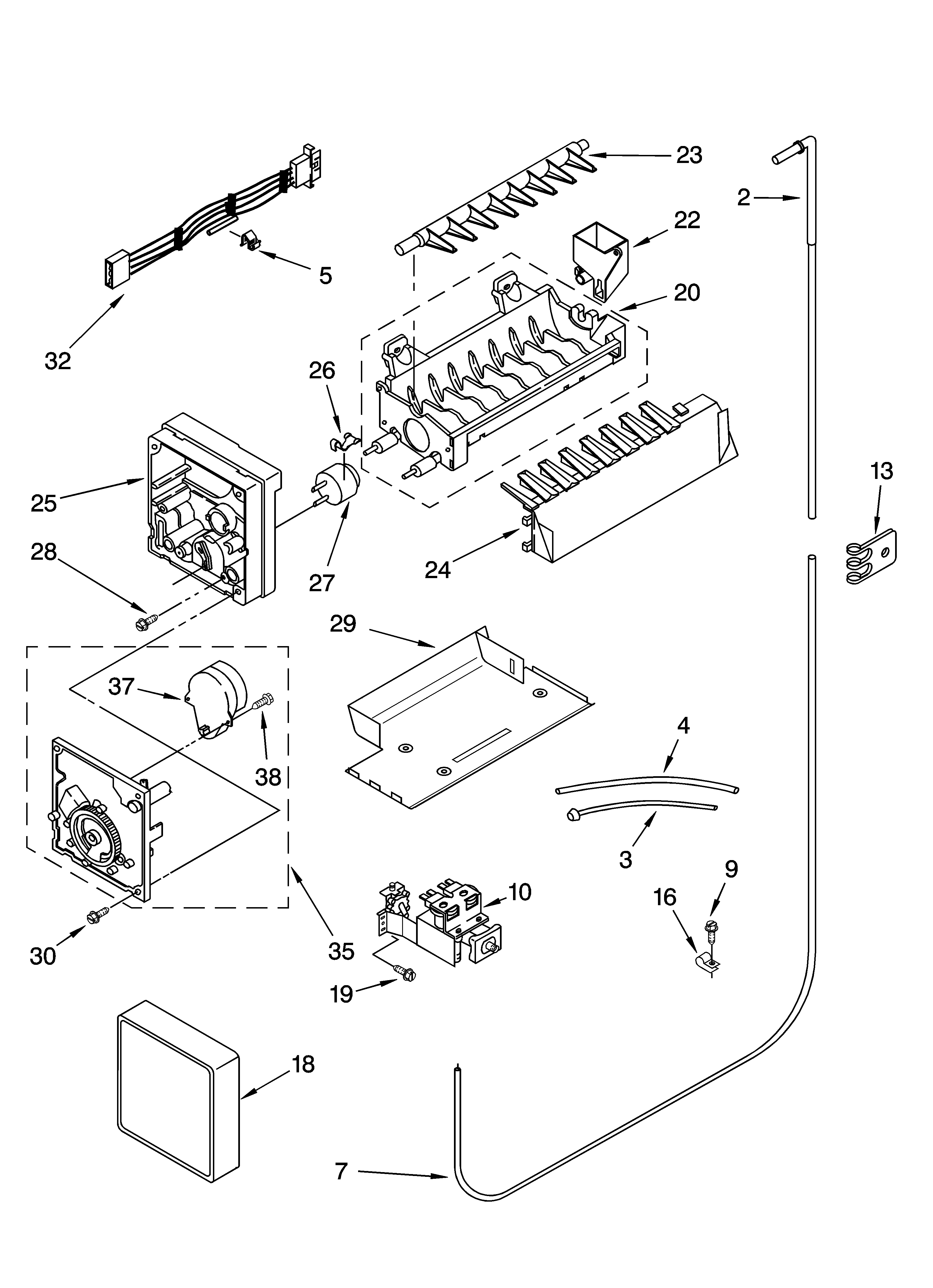 Kenmore 10654619300 icemaker parts, parts not illustrated diagram