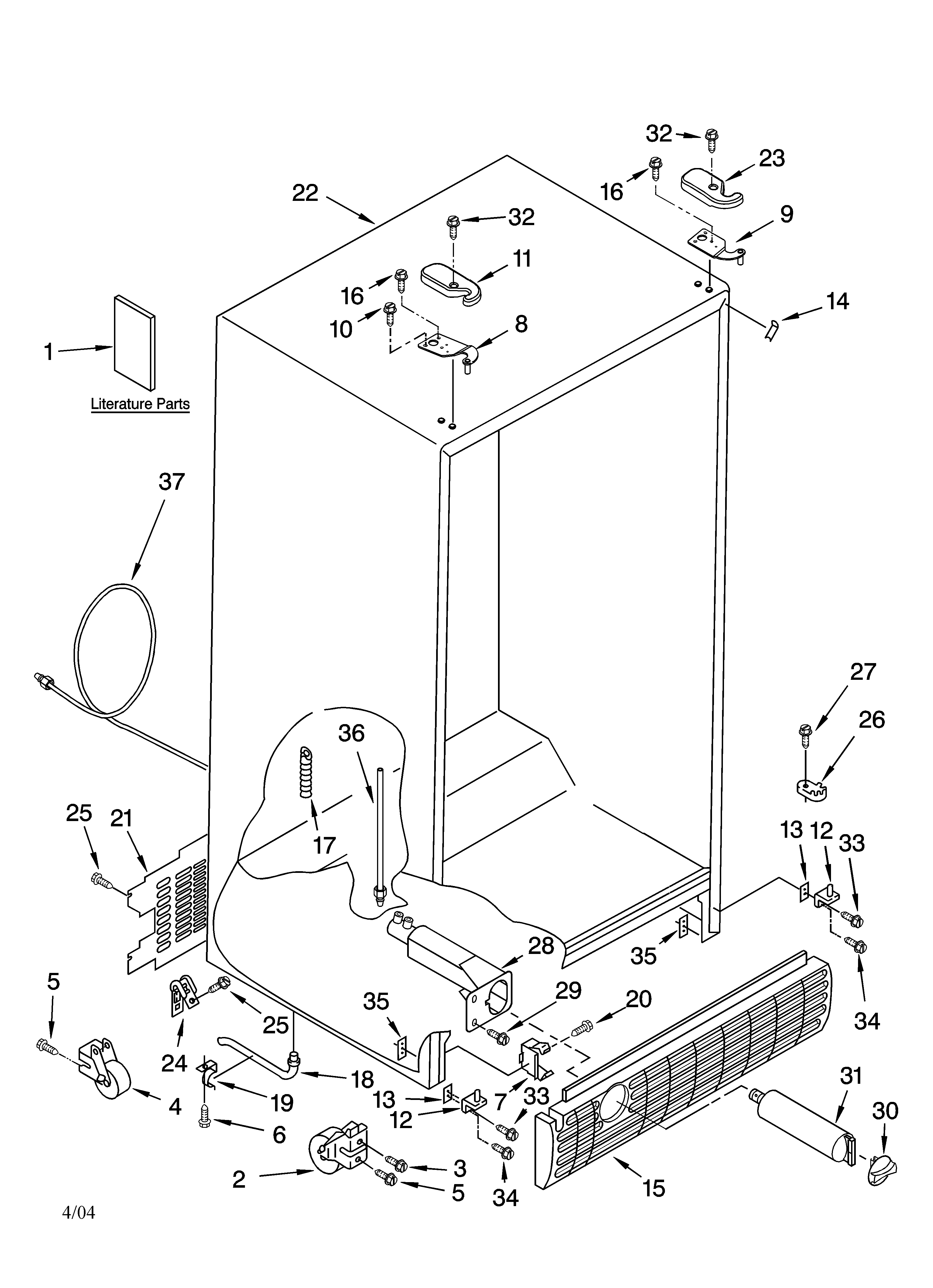 Kenmore 10655244400 cabinet parts diagram