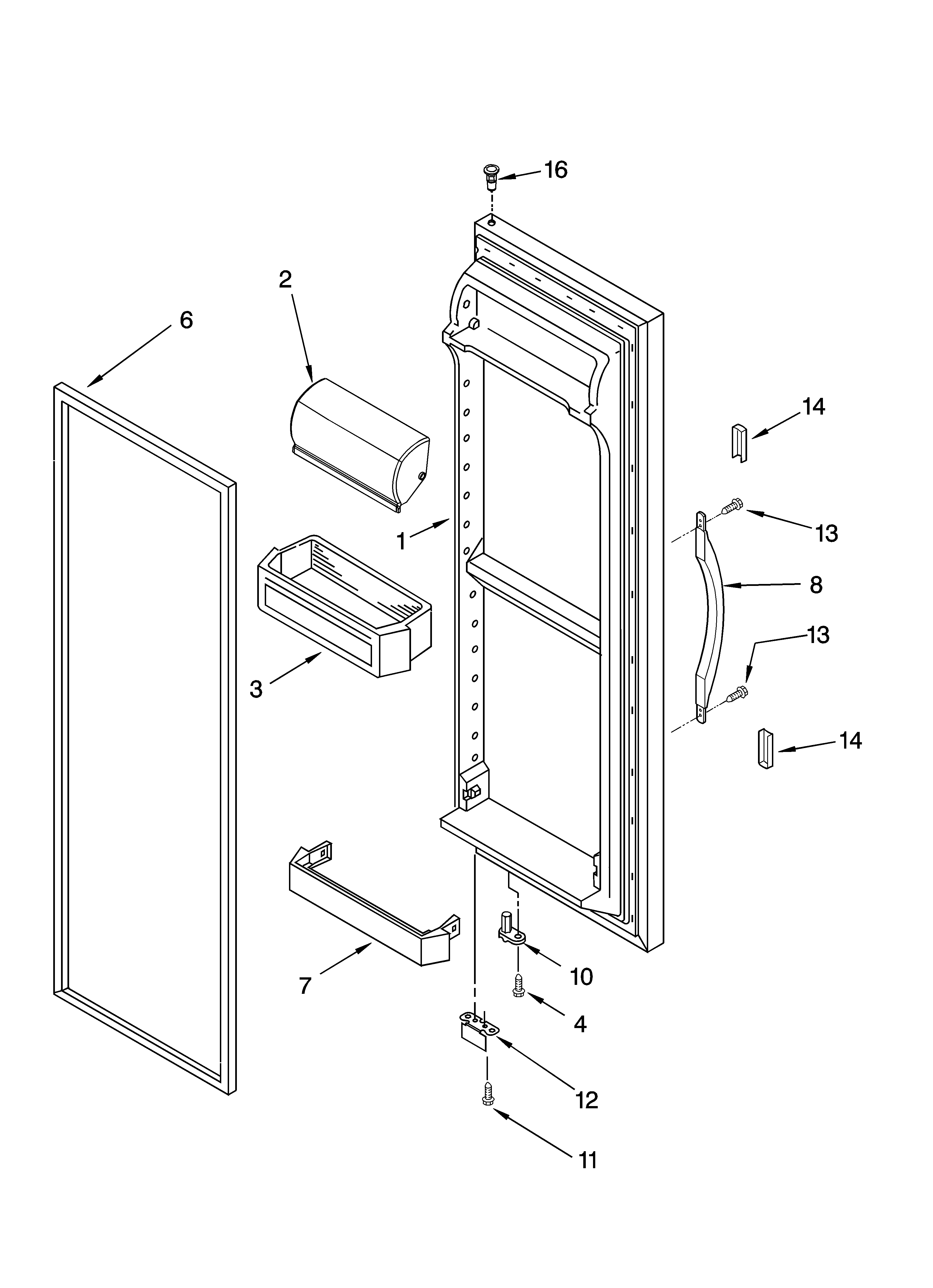 Kenmore 10655244400 refrigerator door parts diagram