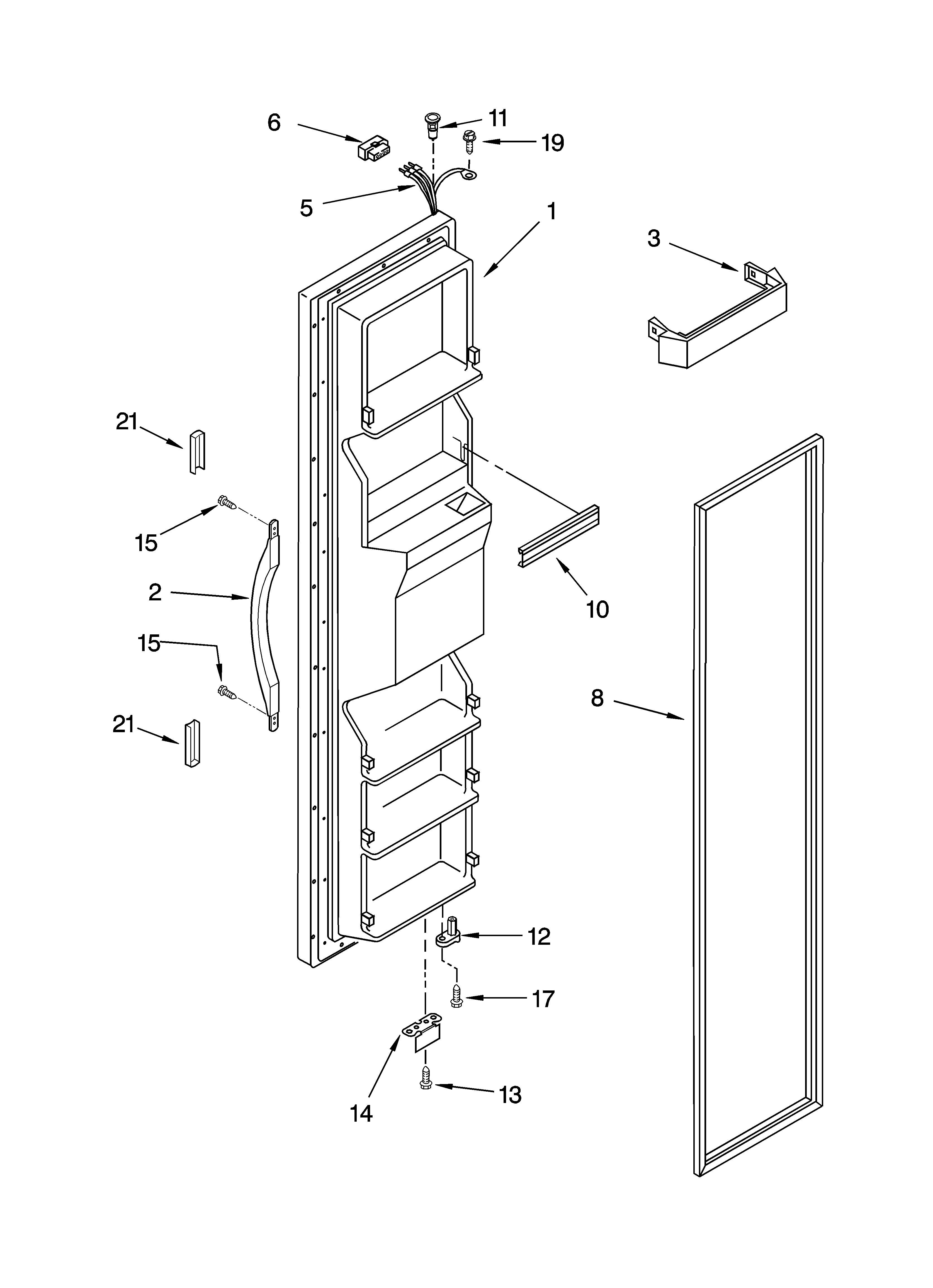 Kenmore 10655244400 freezer door parts diagram