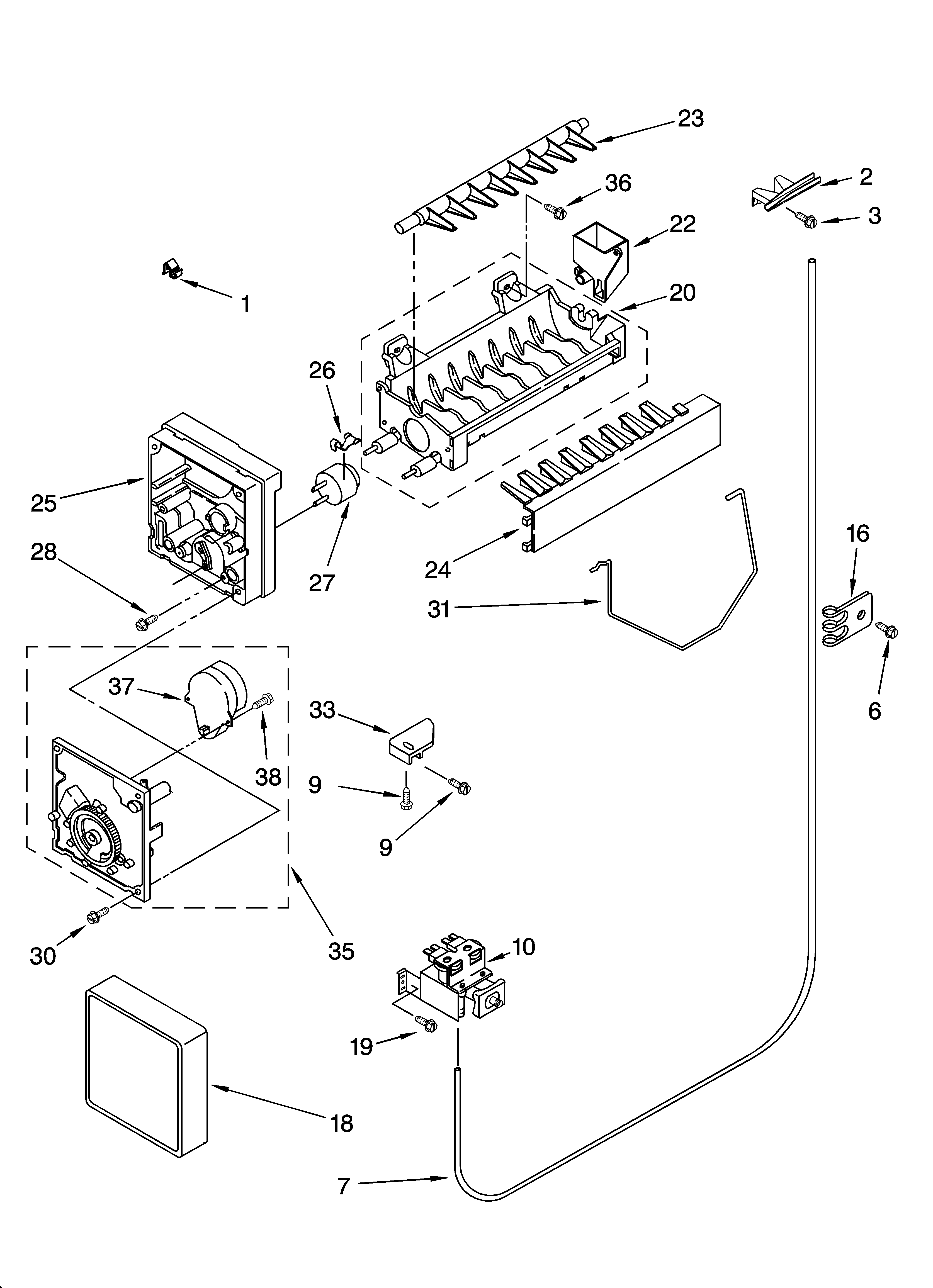 Kenmore 10655244400 icemaker parts, parts not illustrated diagram