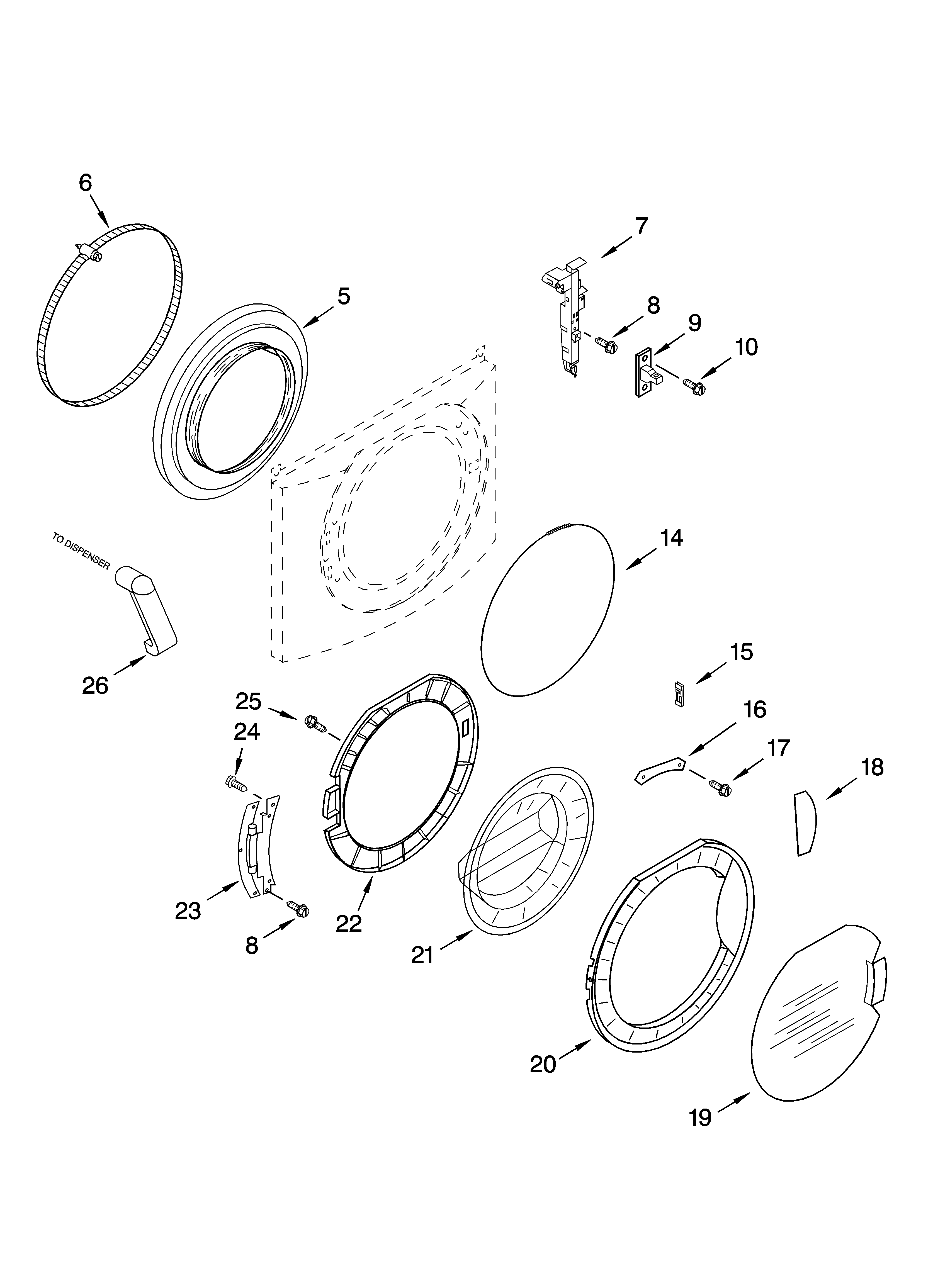 Kenmore 11042824203 door and latch parts diagram