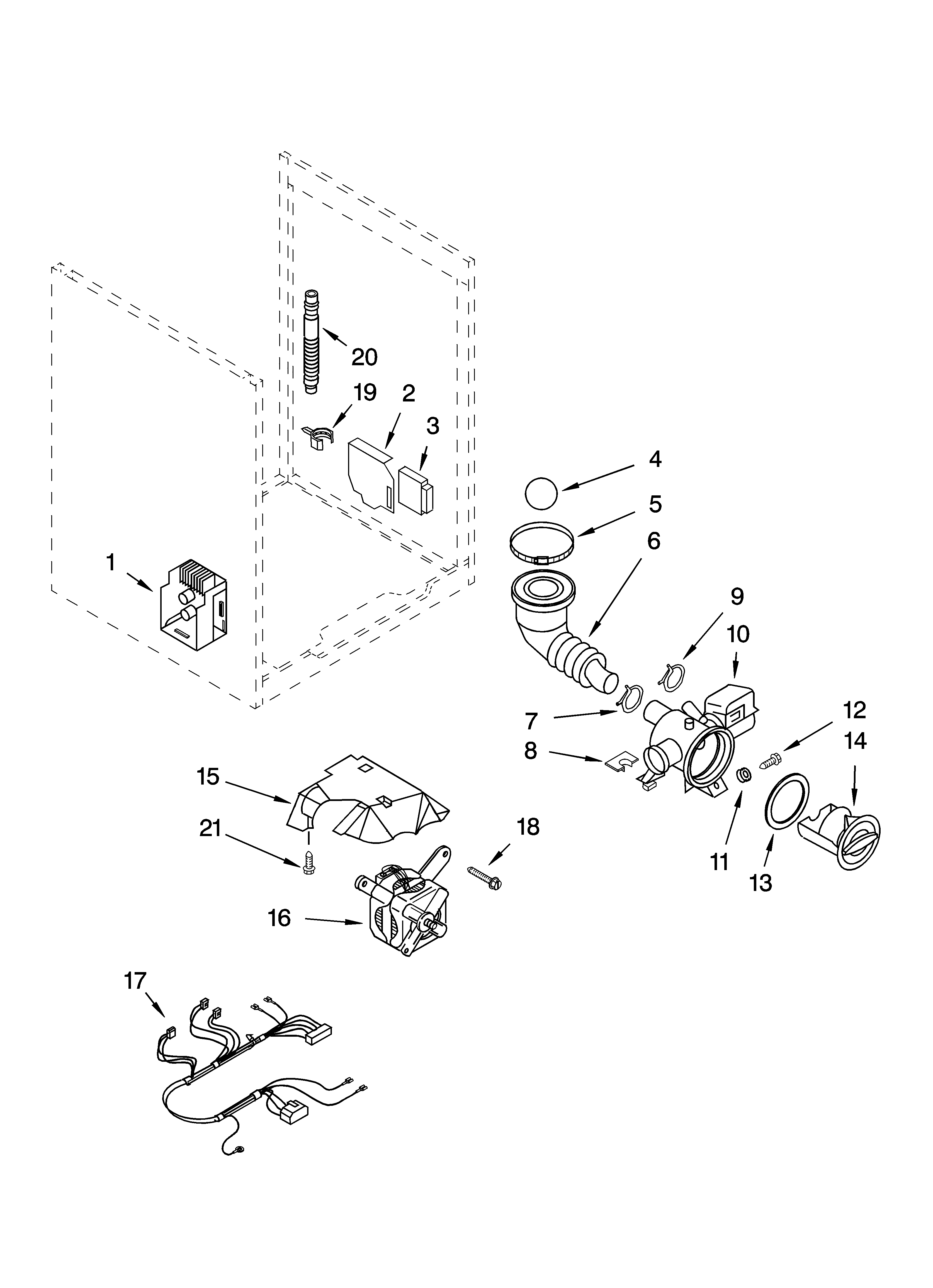 Kenmore Elite 11042922202 pump, motor parts, and optional parts (not included) diagram