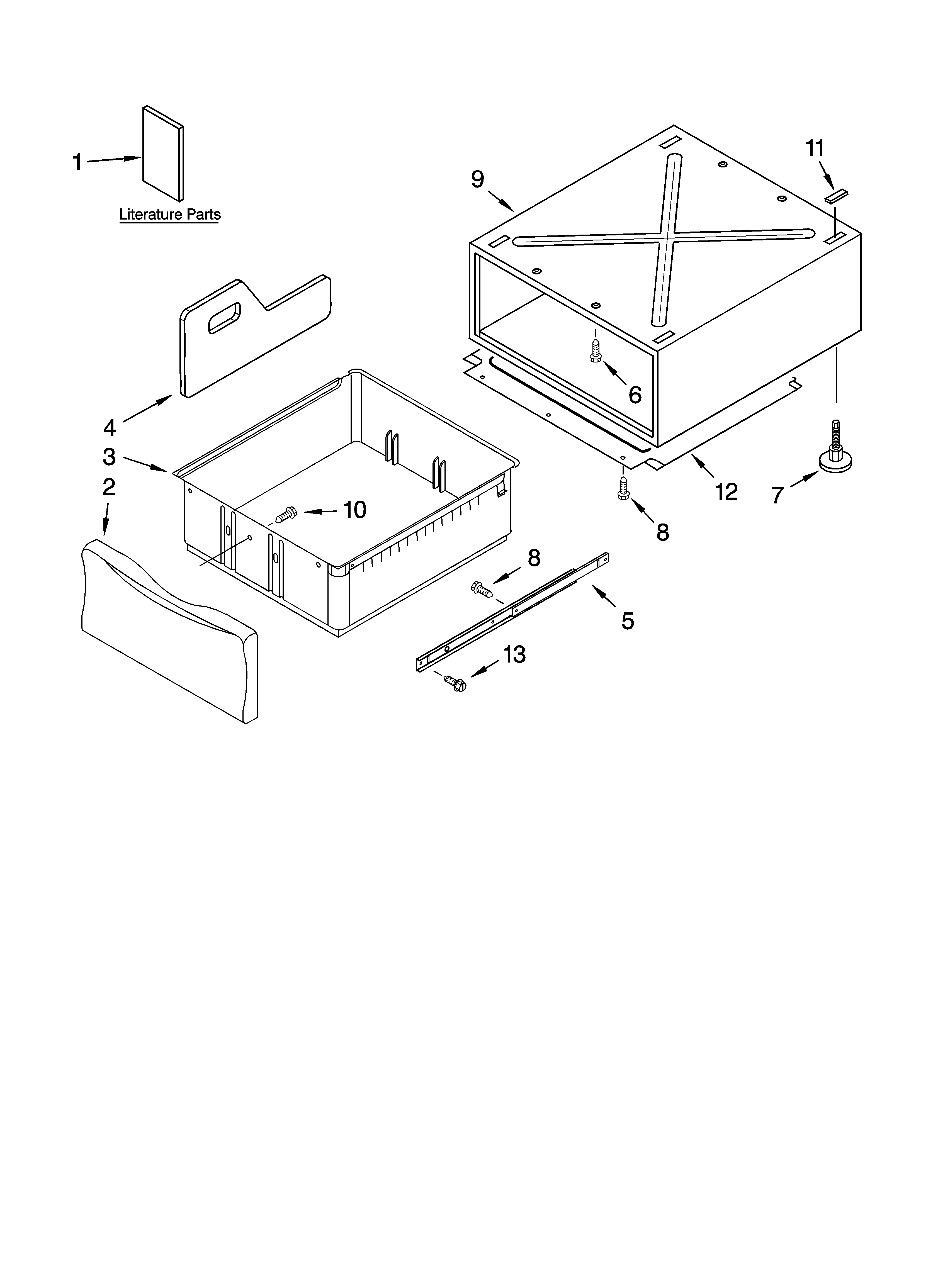 Kenmore Elite 11042922202 pedestal parts (not included) diagram