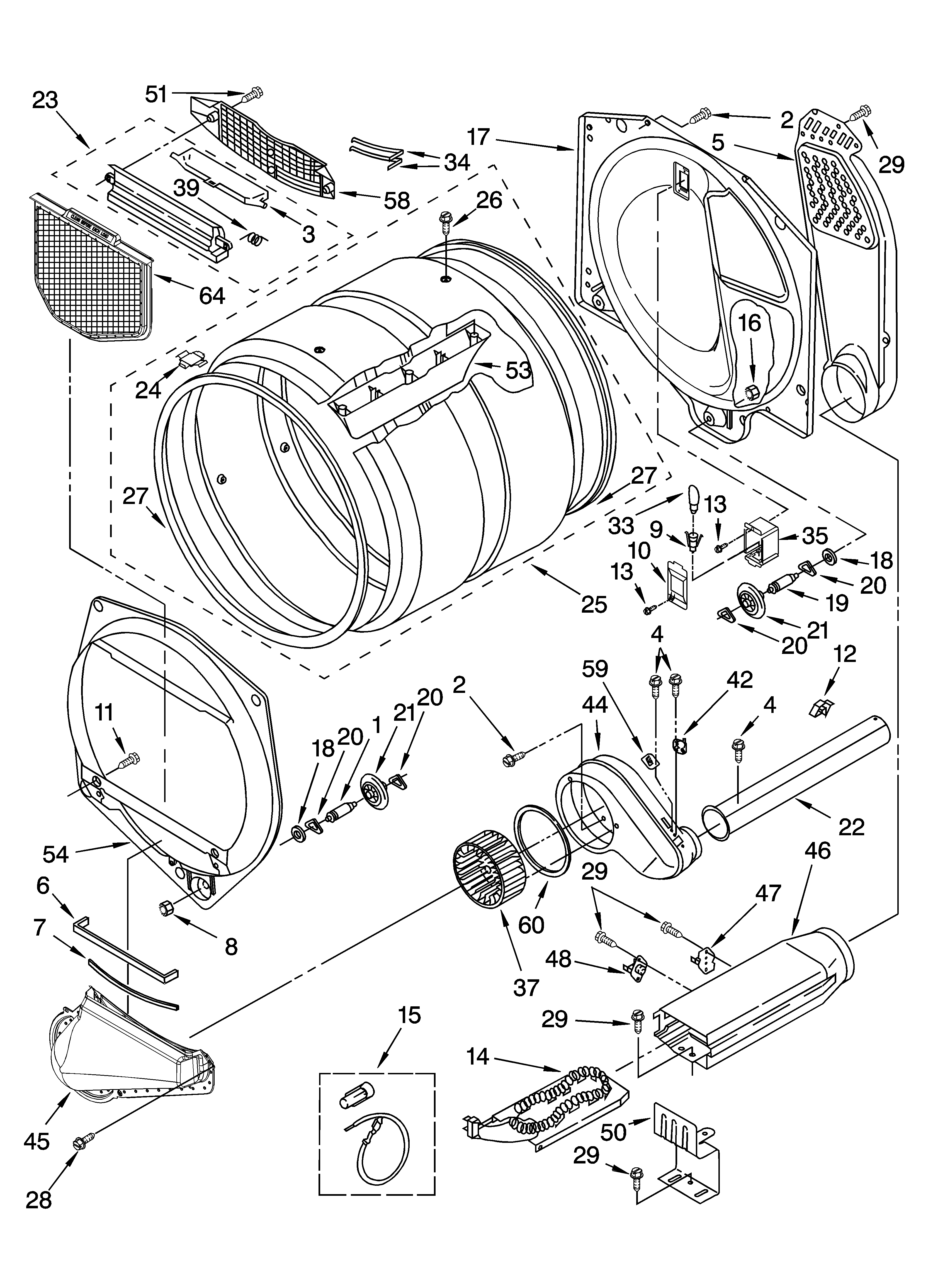 Kenmore 11064084202 bulkhead parts and optional parts (not included) diagram