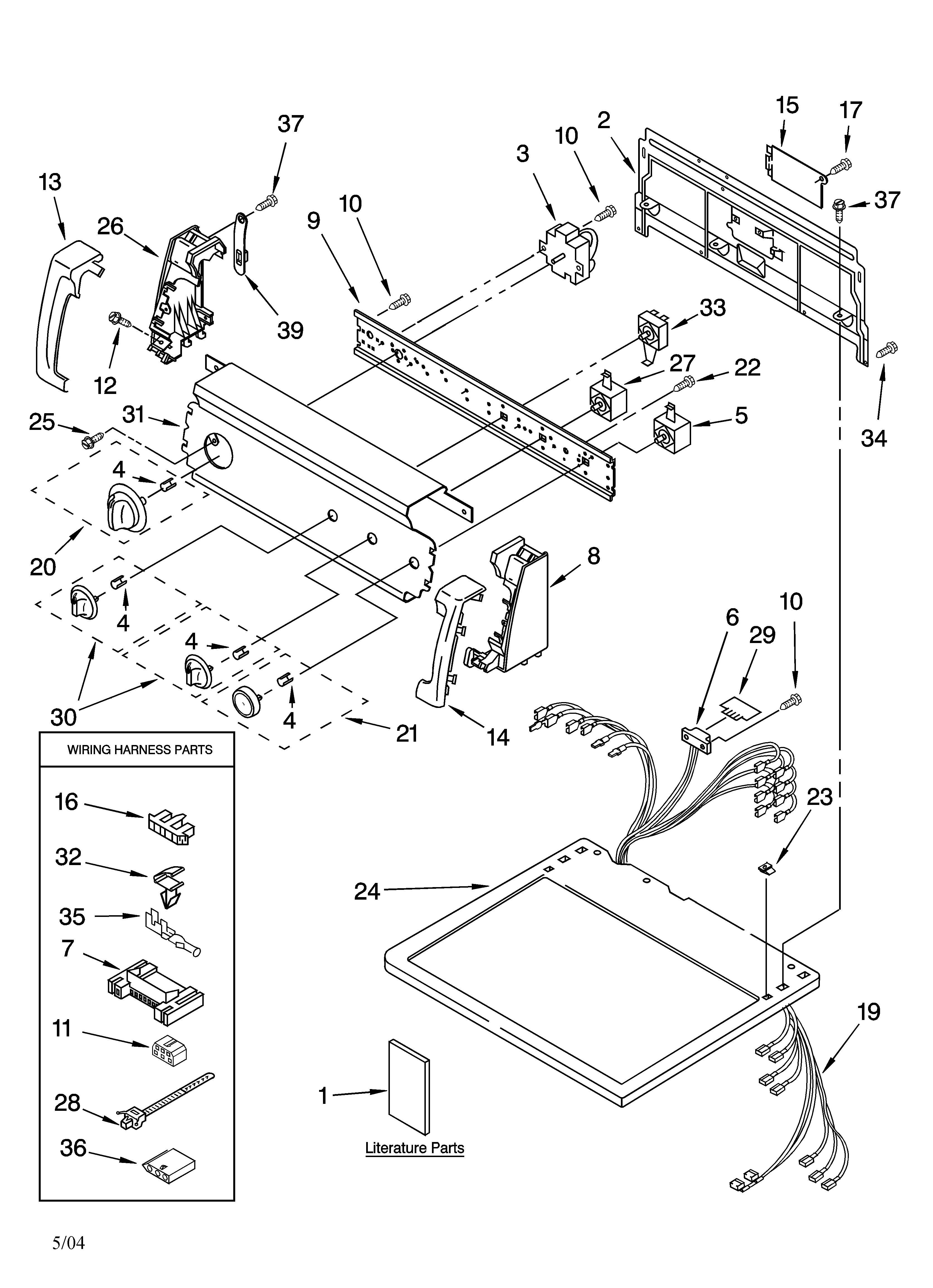 Kenmore 11064872400 top and console parts diagram