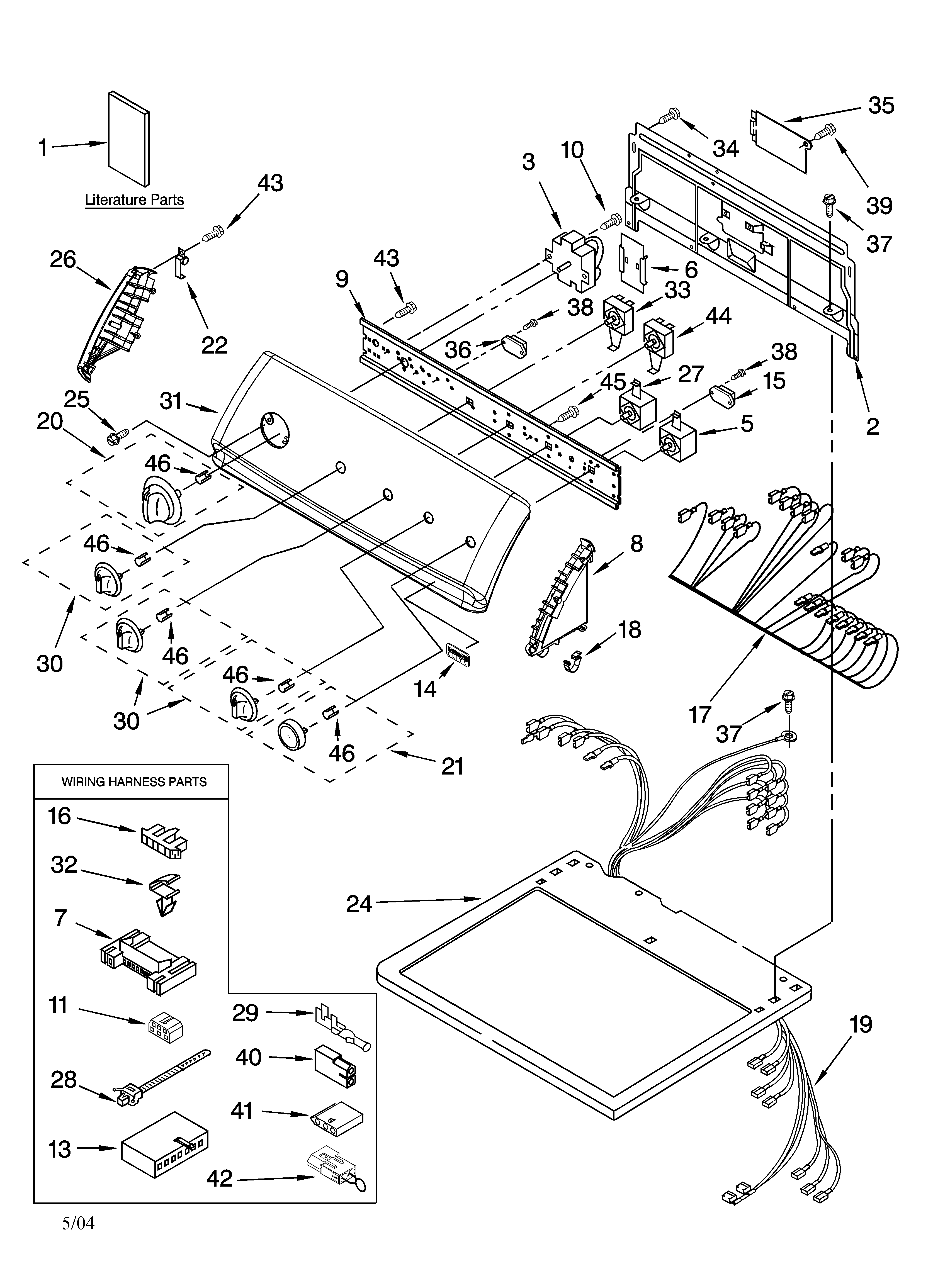 Kenmore 11064992301 top and console parts diagram