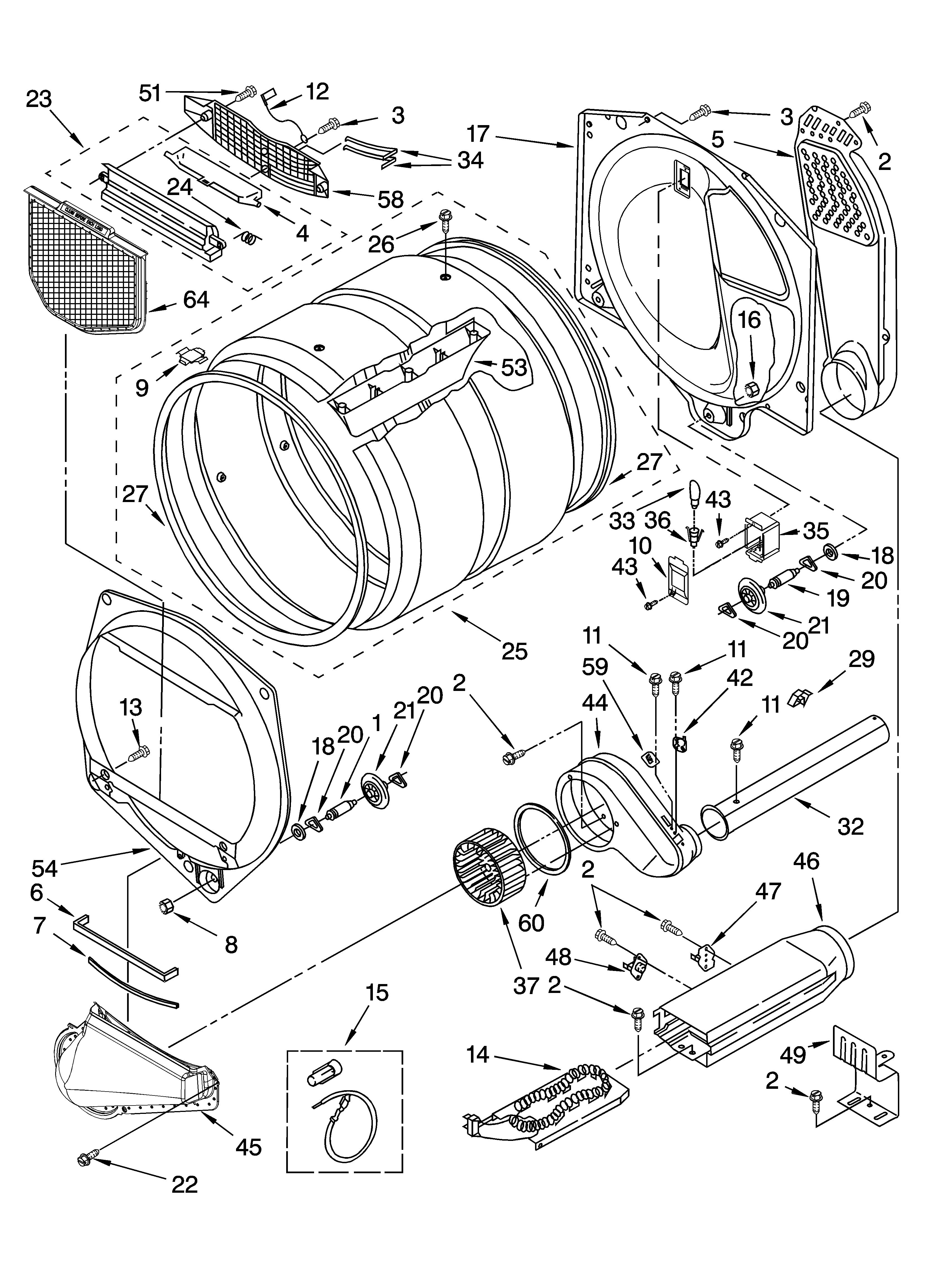 Kenmore 11064992301 bulkhead parts diagram