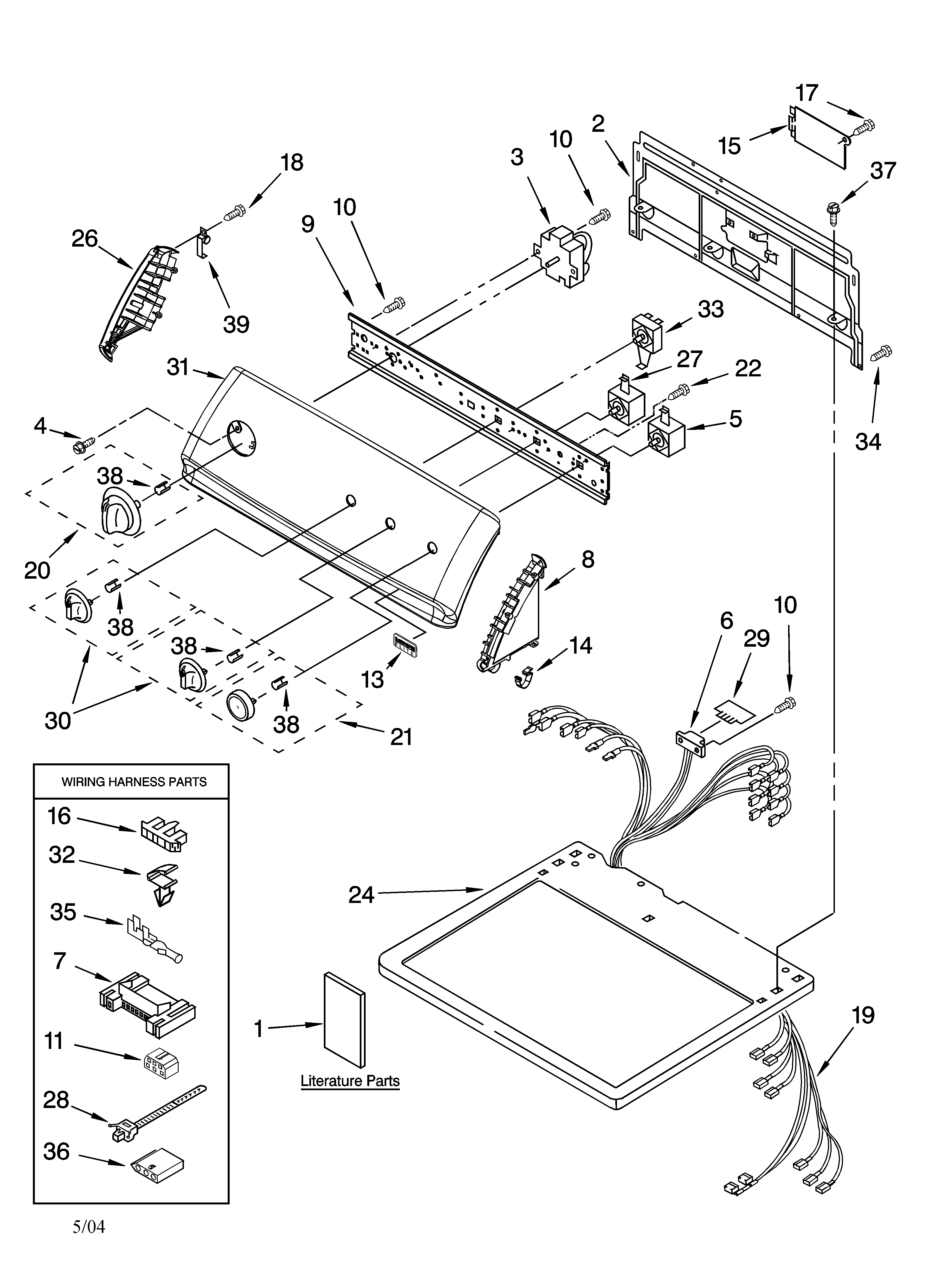 Kenmore Elite 11065924401 top and console parts diagram