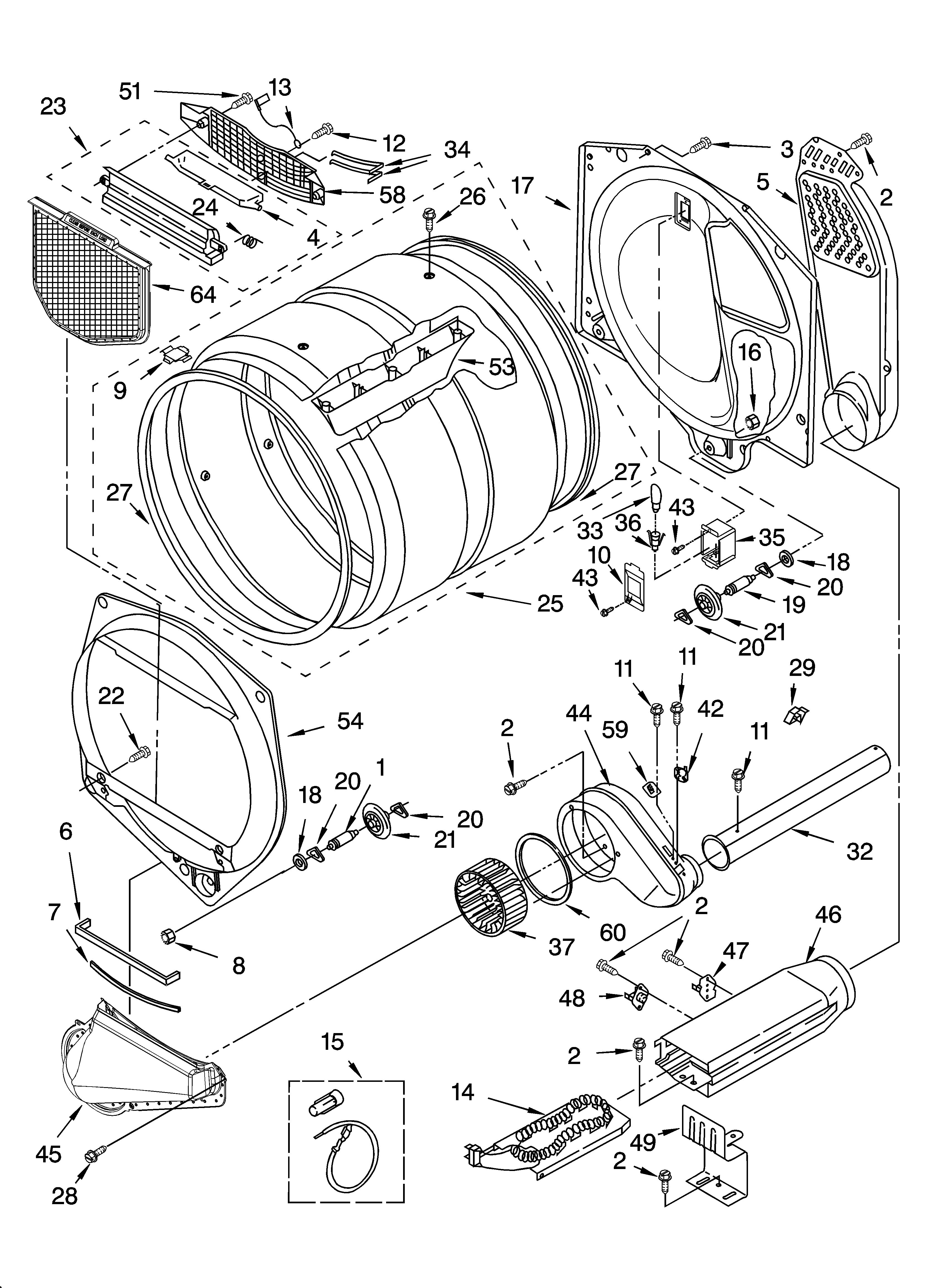 Kenmore Elite 11065944401 bulkhead parts diagram