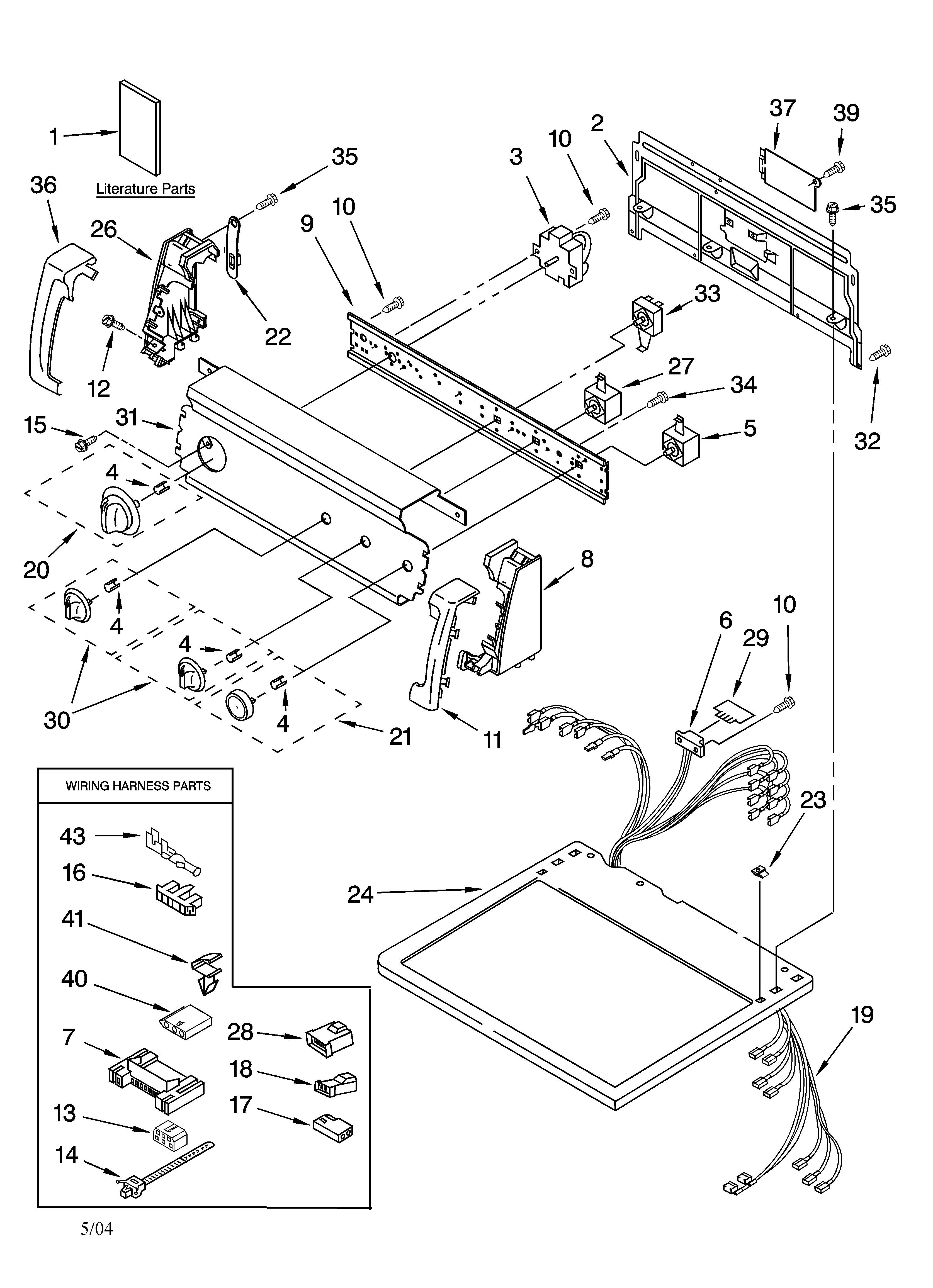 Kenmore 11074882401 top and console parts diagram