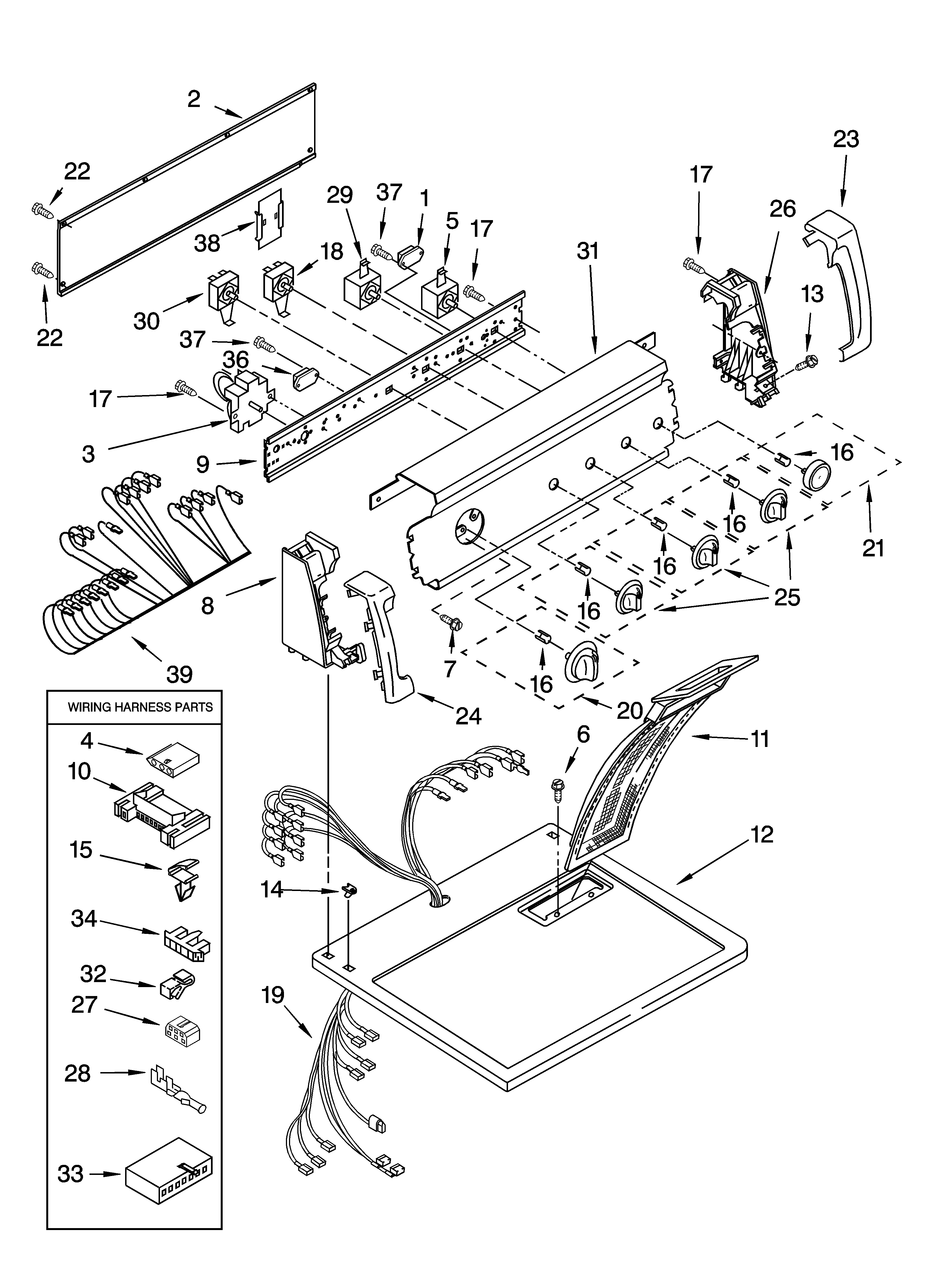 Kenmore 11062886101 top and console parts diagram