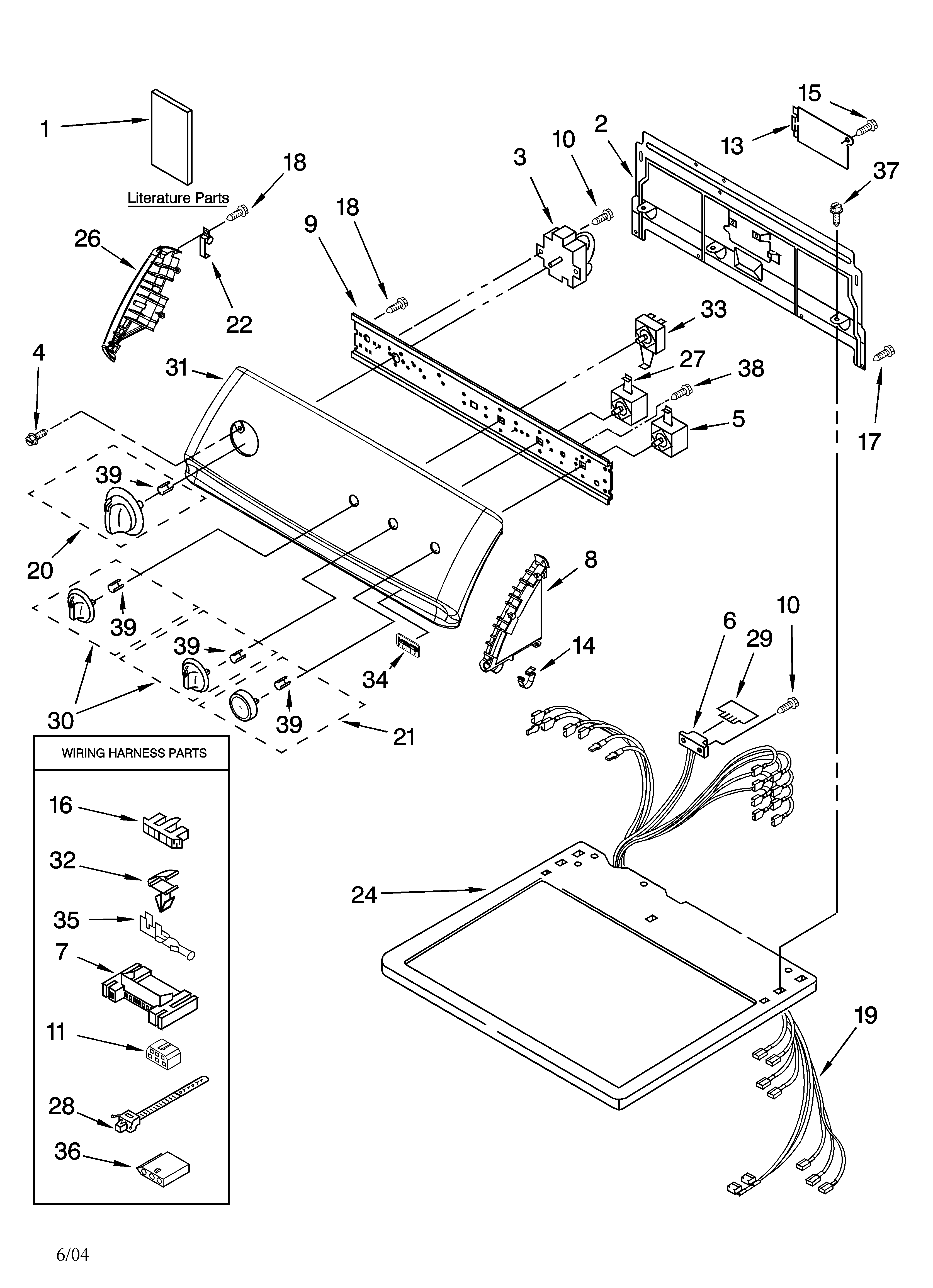 Kenmore Elite 11065964401 top and console parts diagram