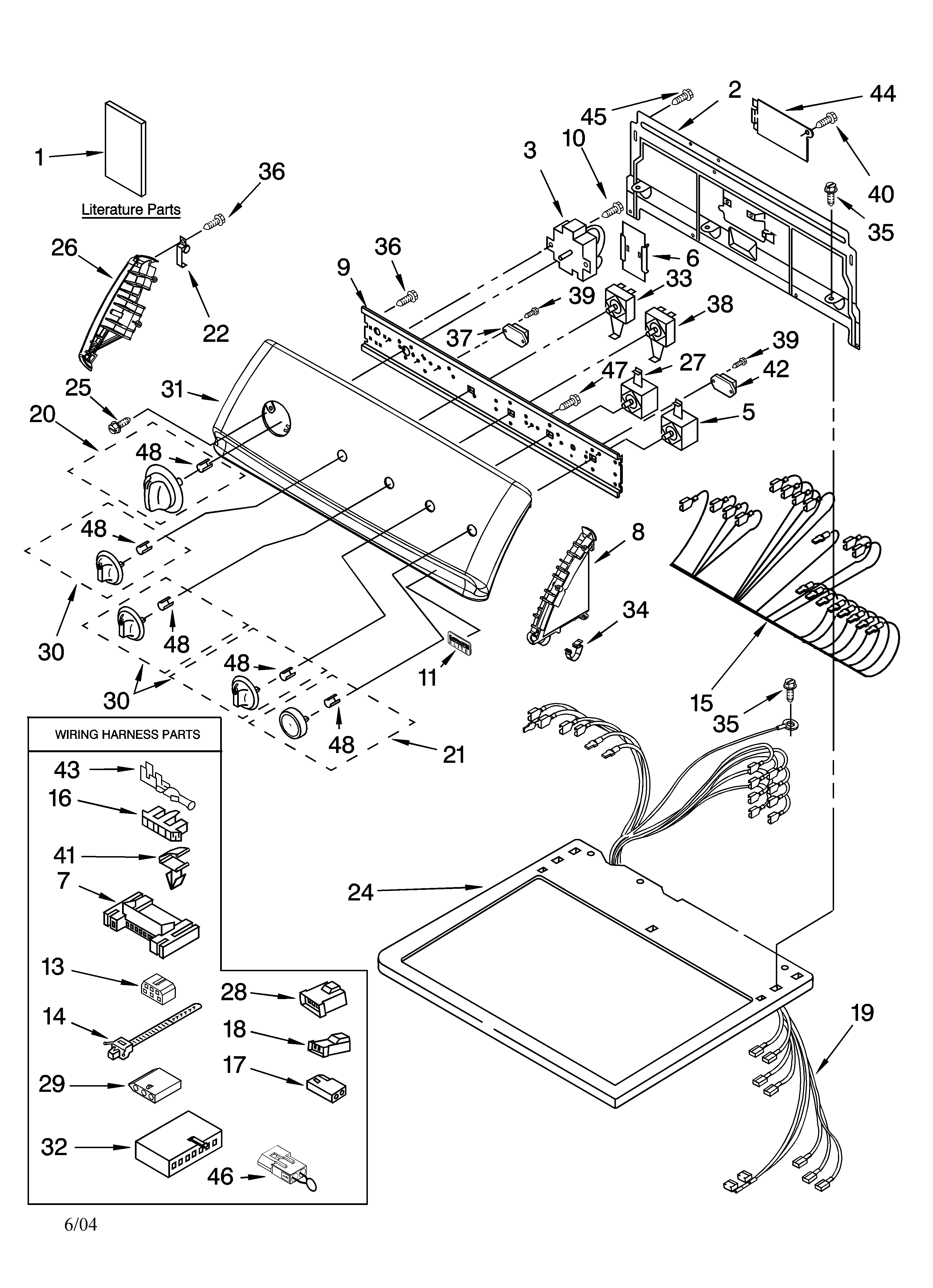 Kenmore 11074982301 top and console parts diagram