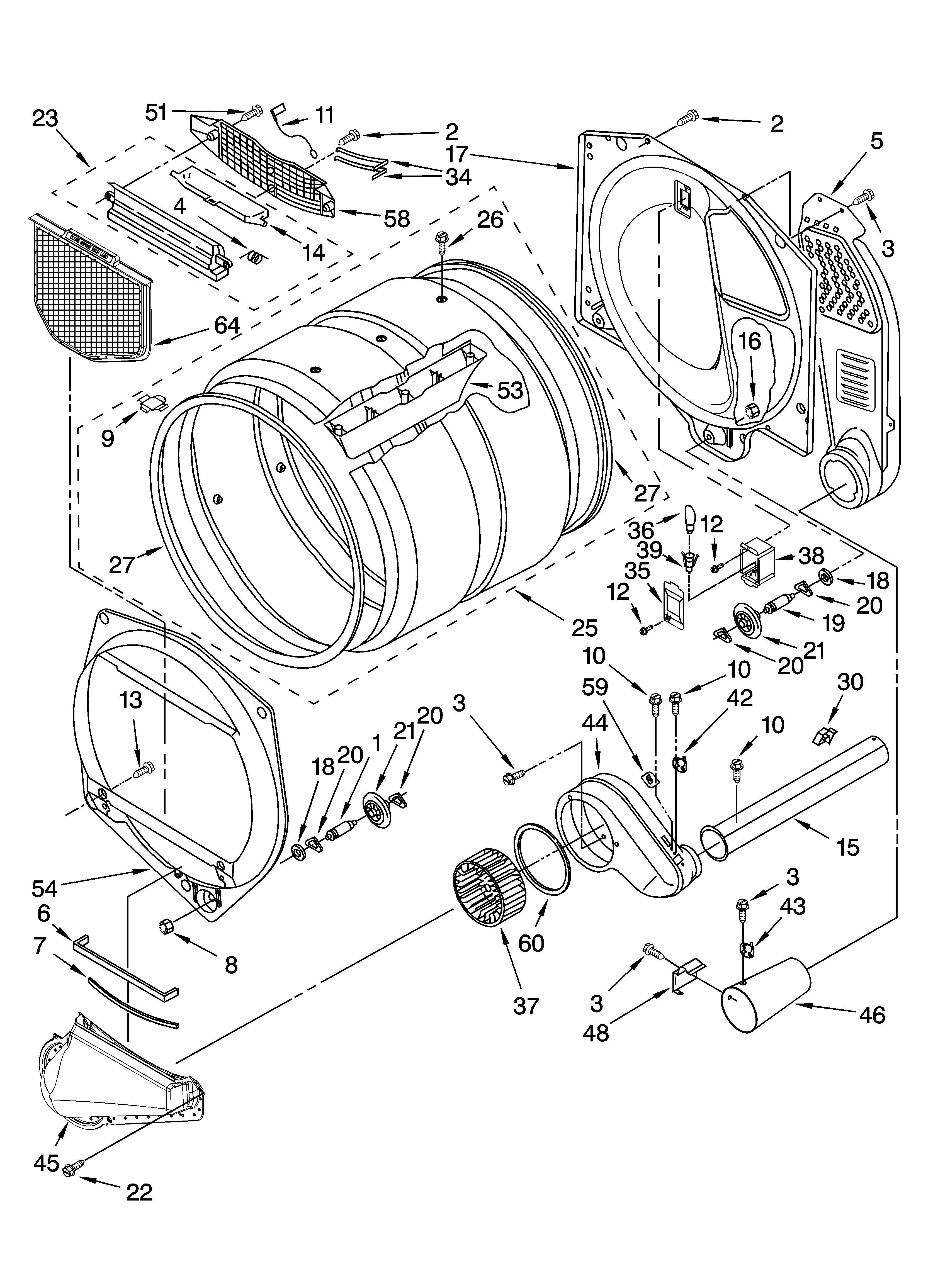 Kenmore 11074982301 bulkhead parts diagram