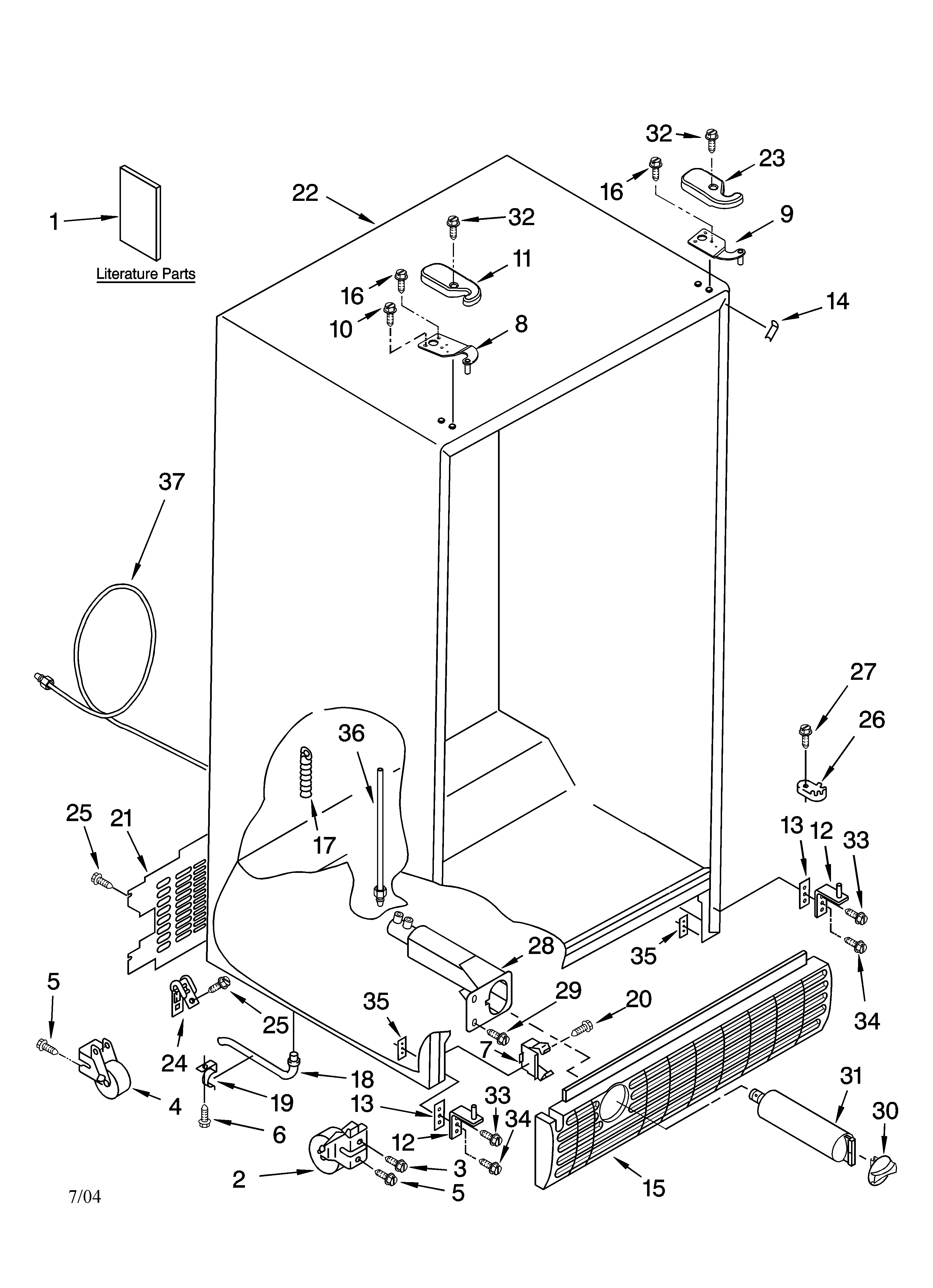 Kenmore 10654292400 cabinet parts diagram