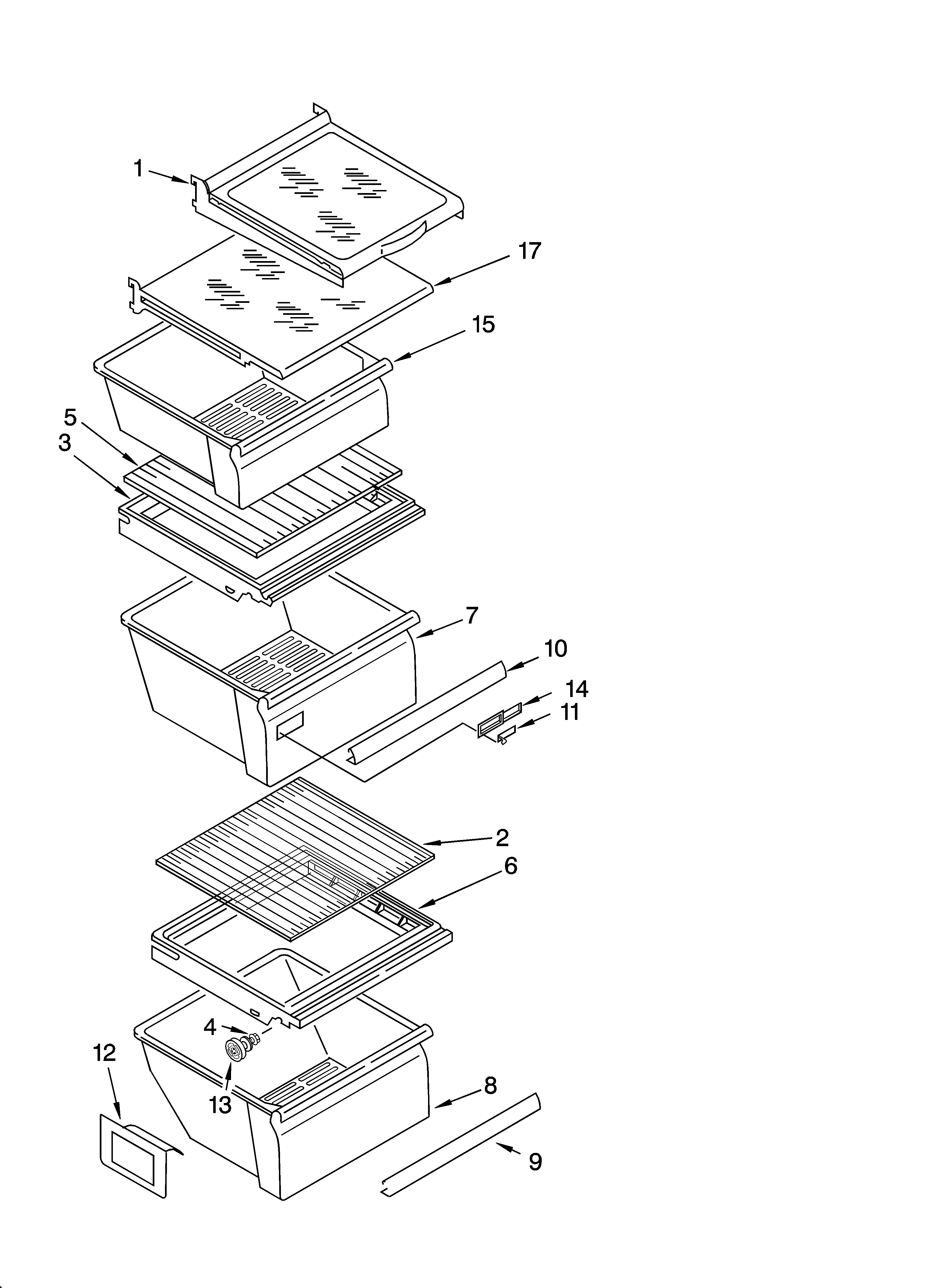 Kenmore 10654292400 refrigerator shelf parts diagram