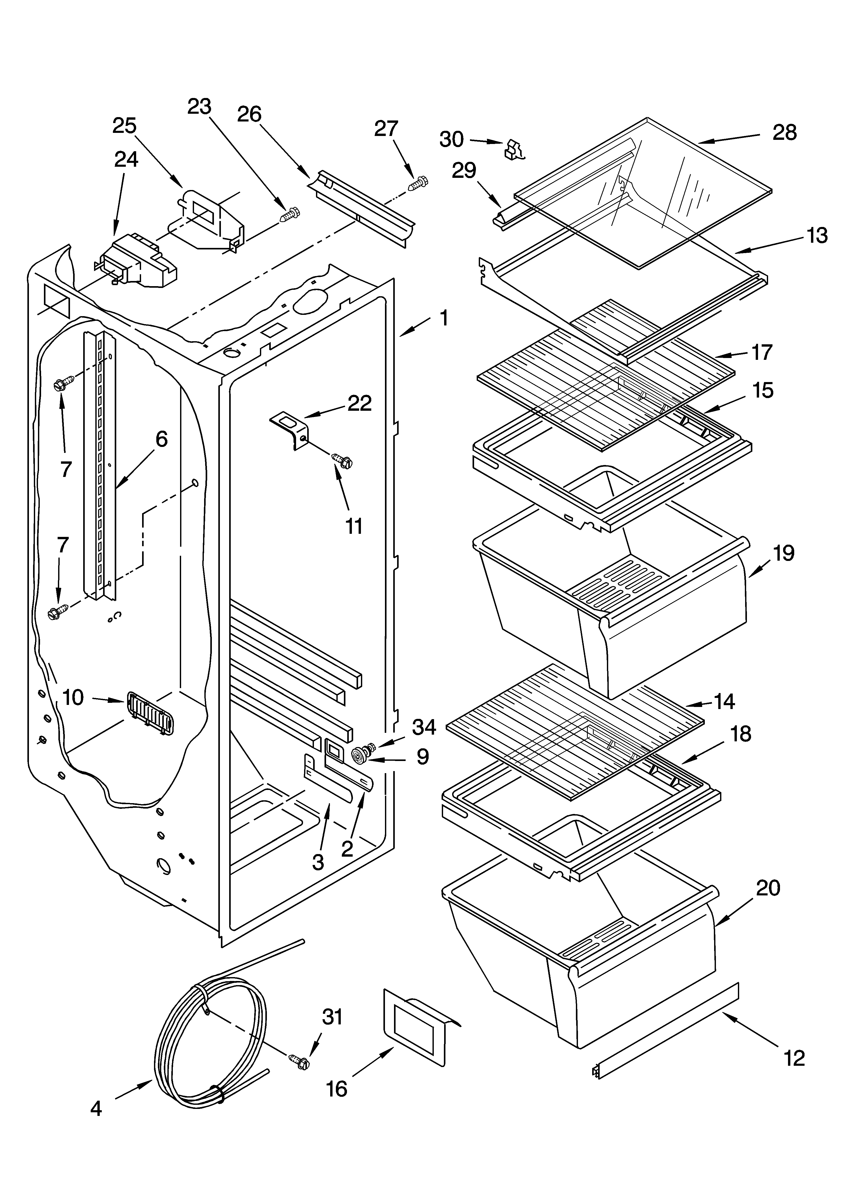 Kenmore 10658012400 refrigerator liner parts diagram