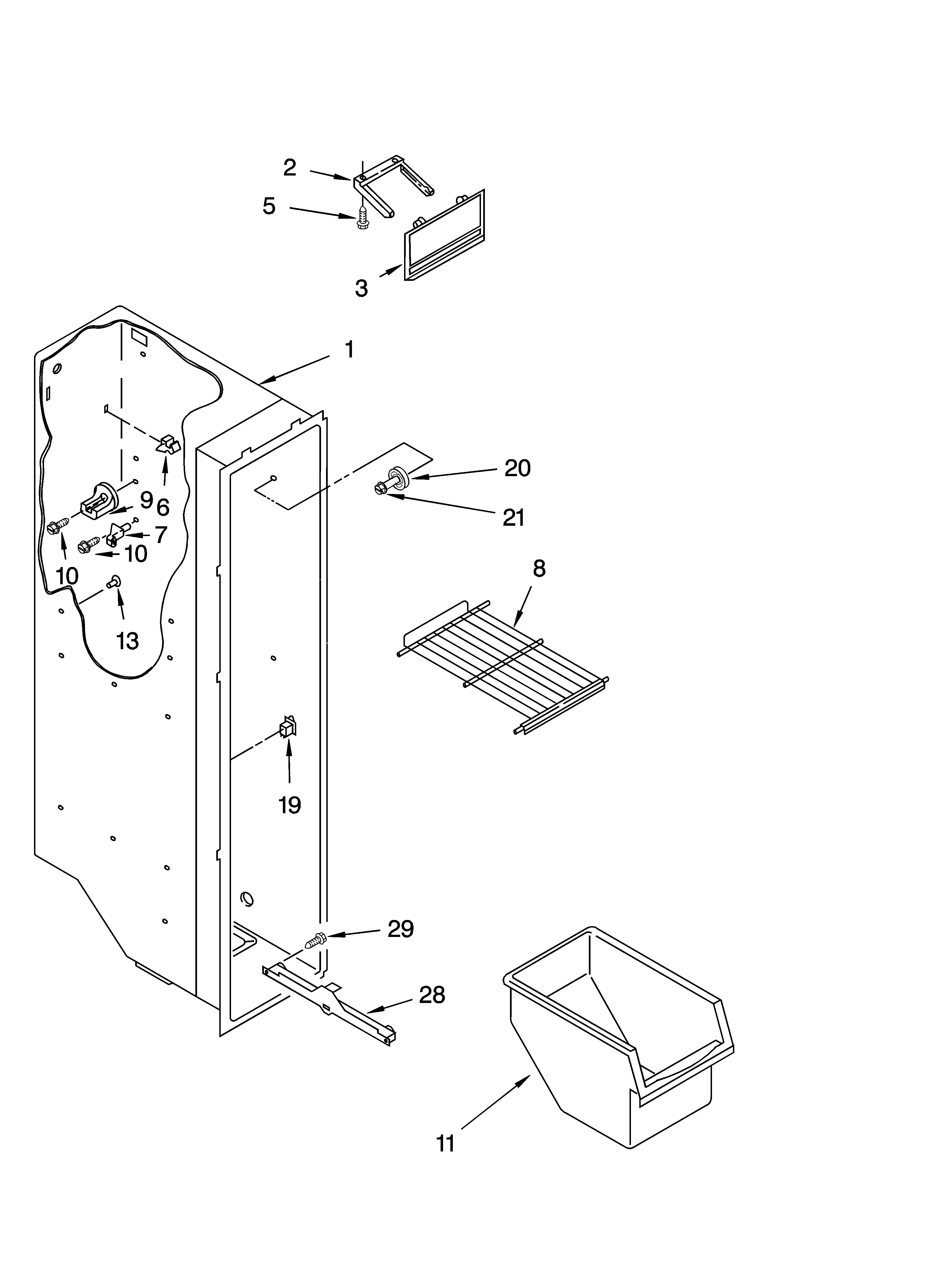 Kenmore 10658012400 freezer liner parts diagram