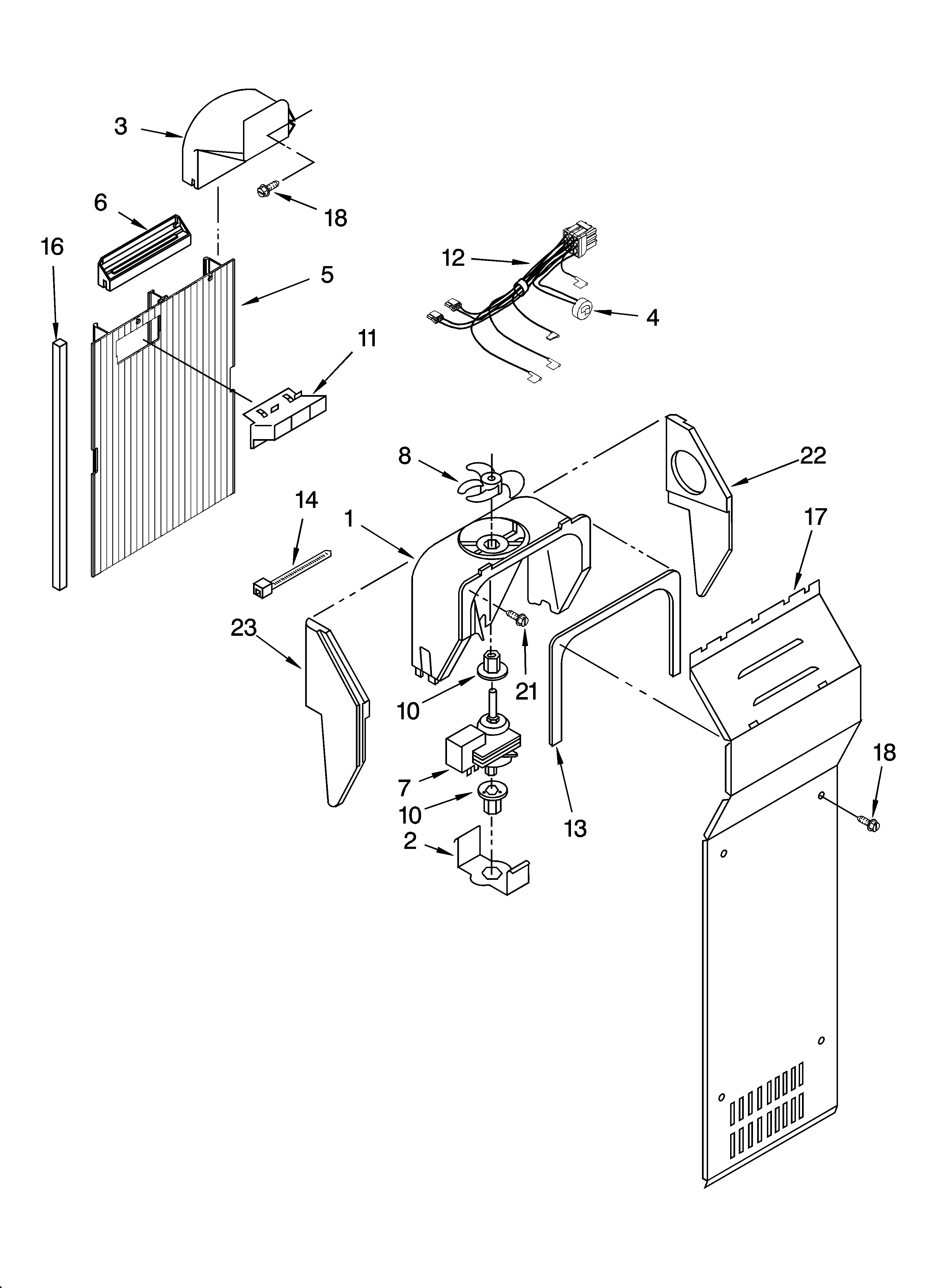 Kenmore 10658012400 air flow parts diagram
