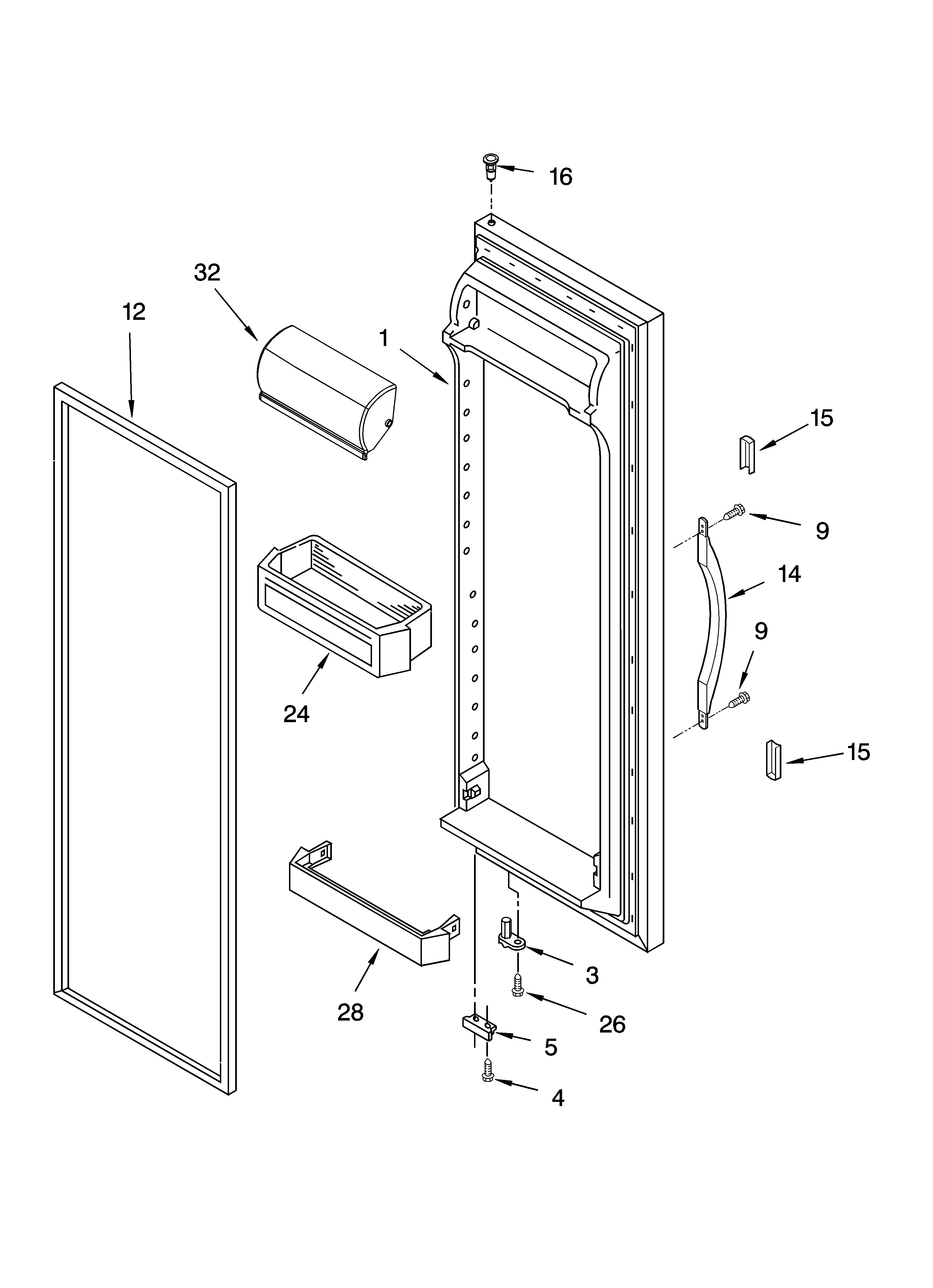 Kenmore 10658012400 refrigerator door parts diagram