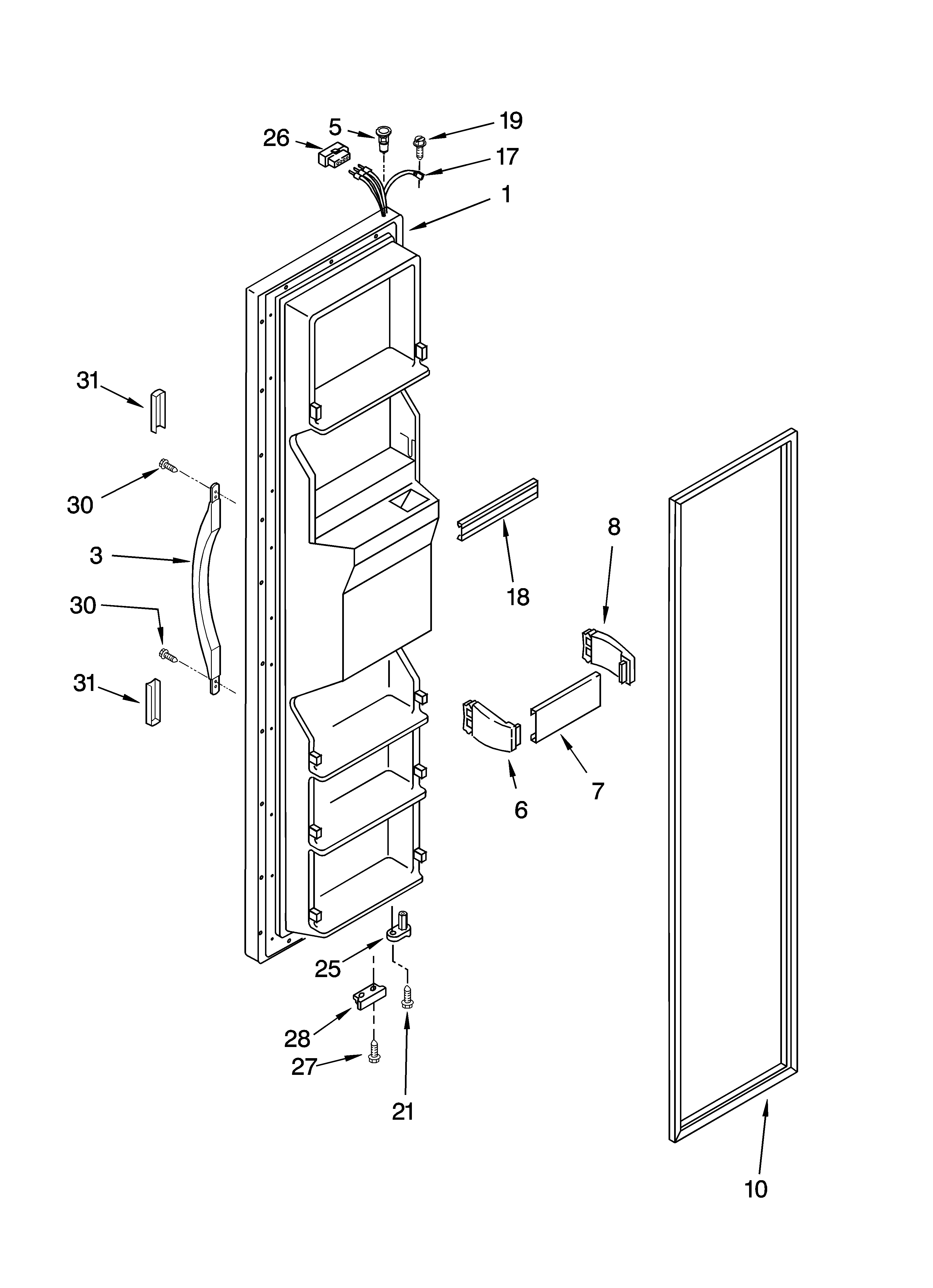 Kenmore 10658012400 freezer door parts diagram