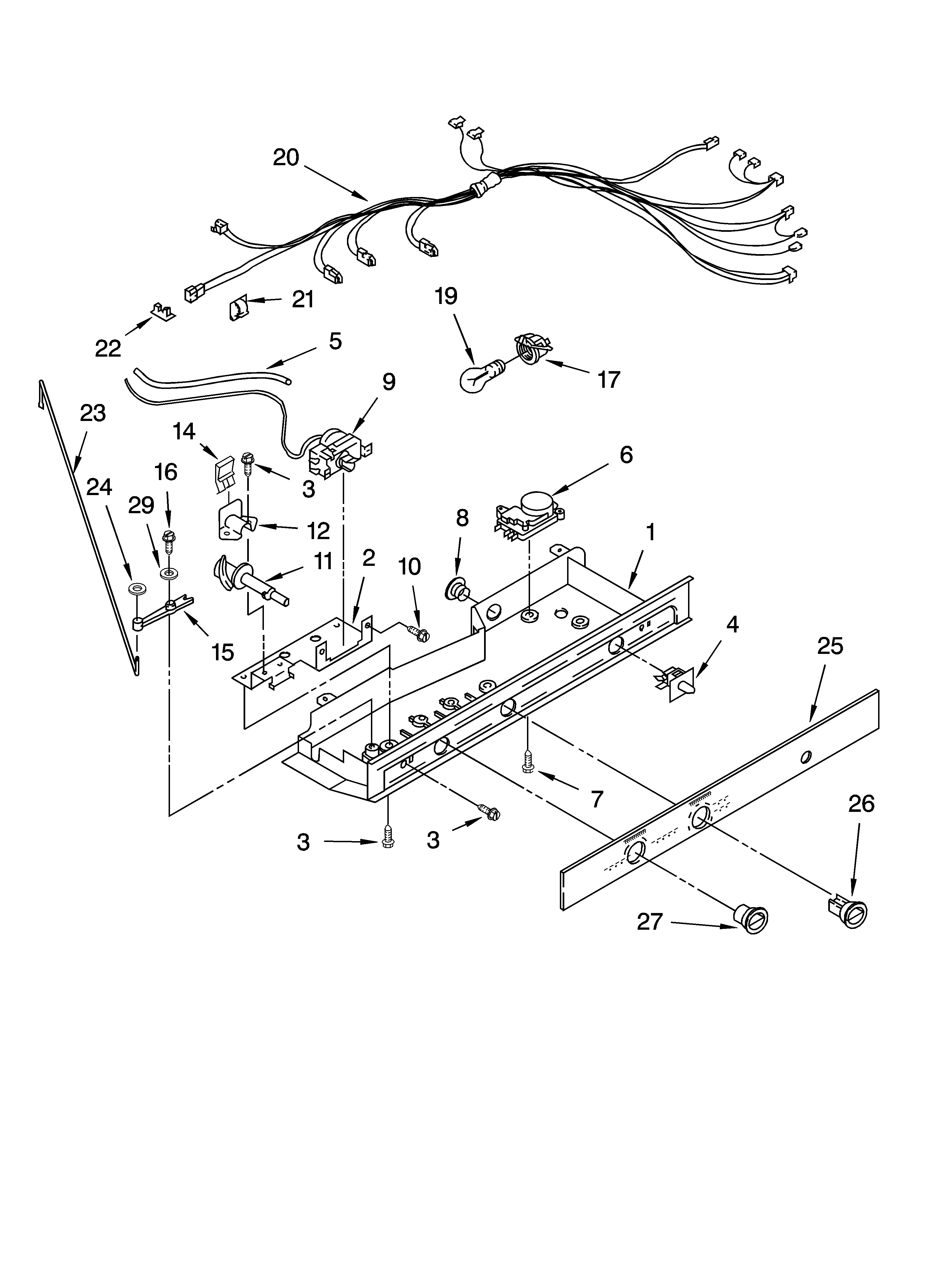 Kenmore 10658012400 control parts, parts not illustrated diagram