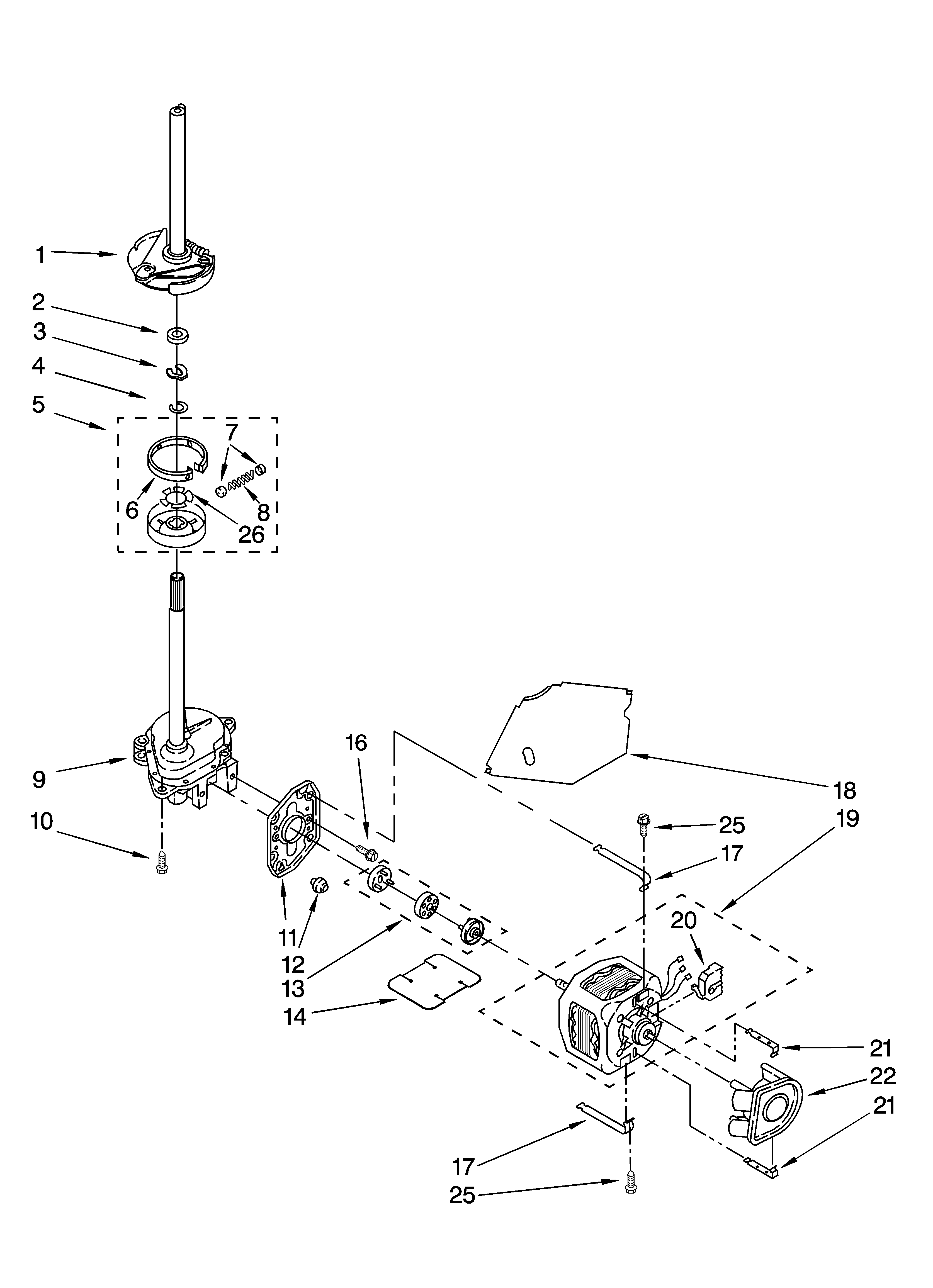 Kenmore 11015942401 brake, clutch, gearcase, motor and pump parts diagram