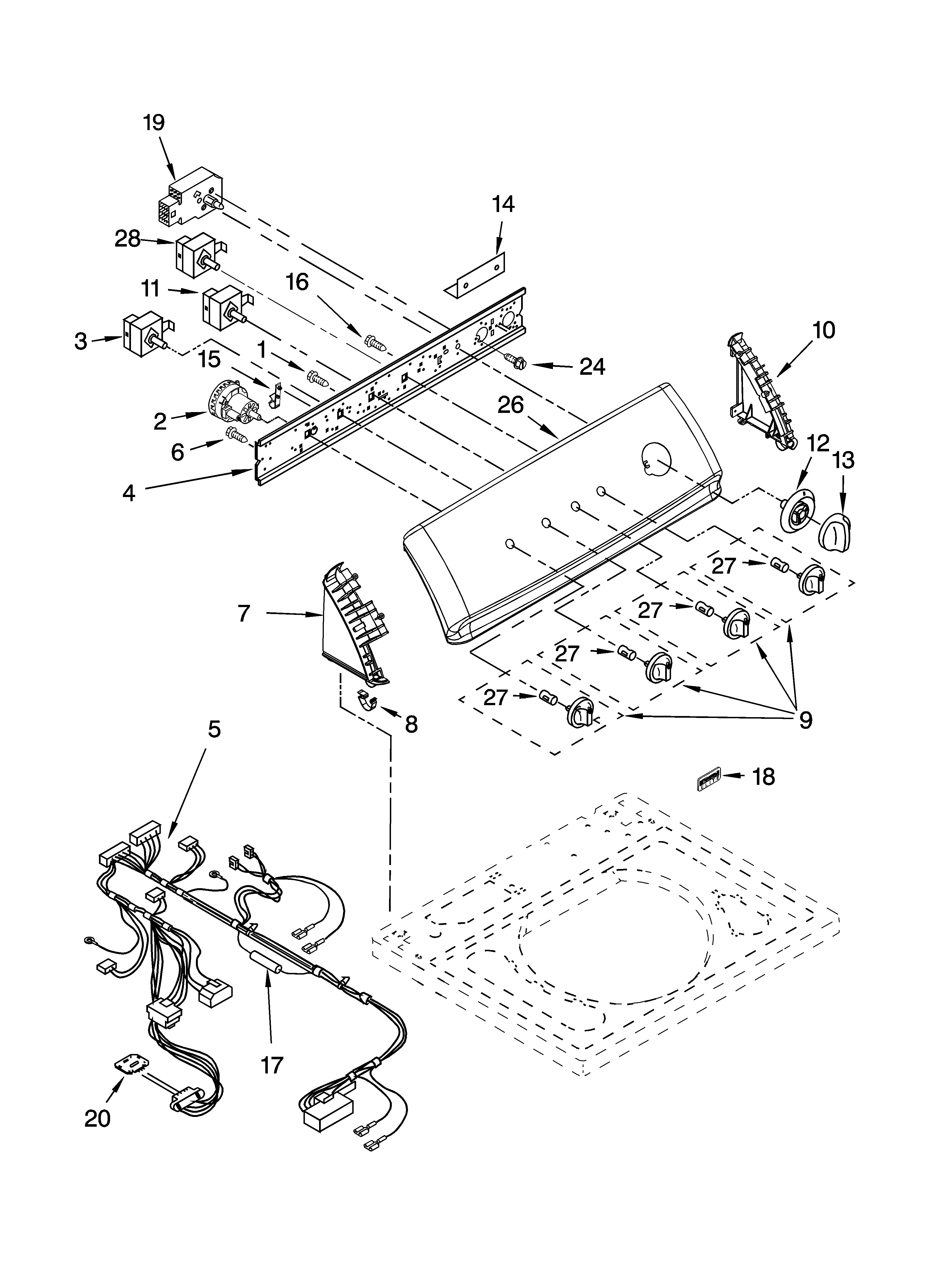 Kenmore 11015962401 control panel parts diagram