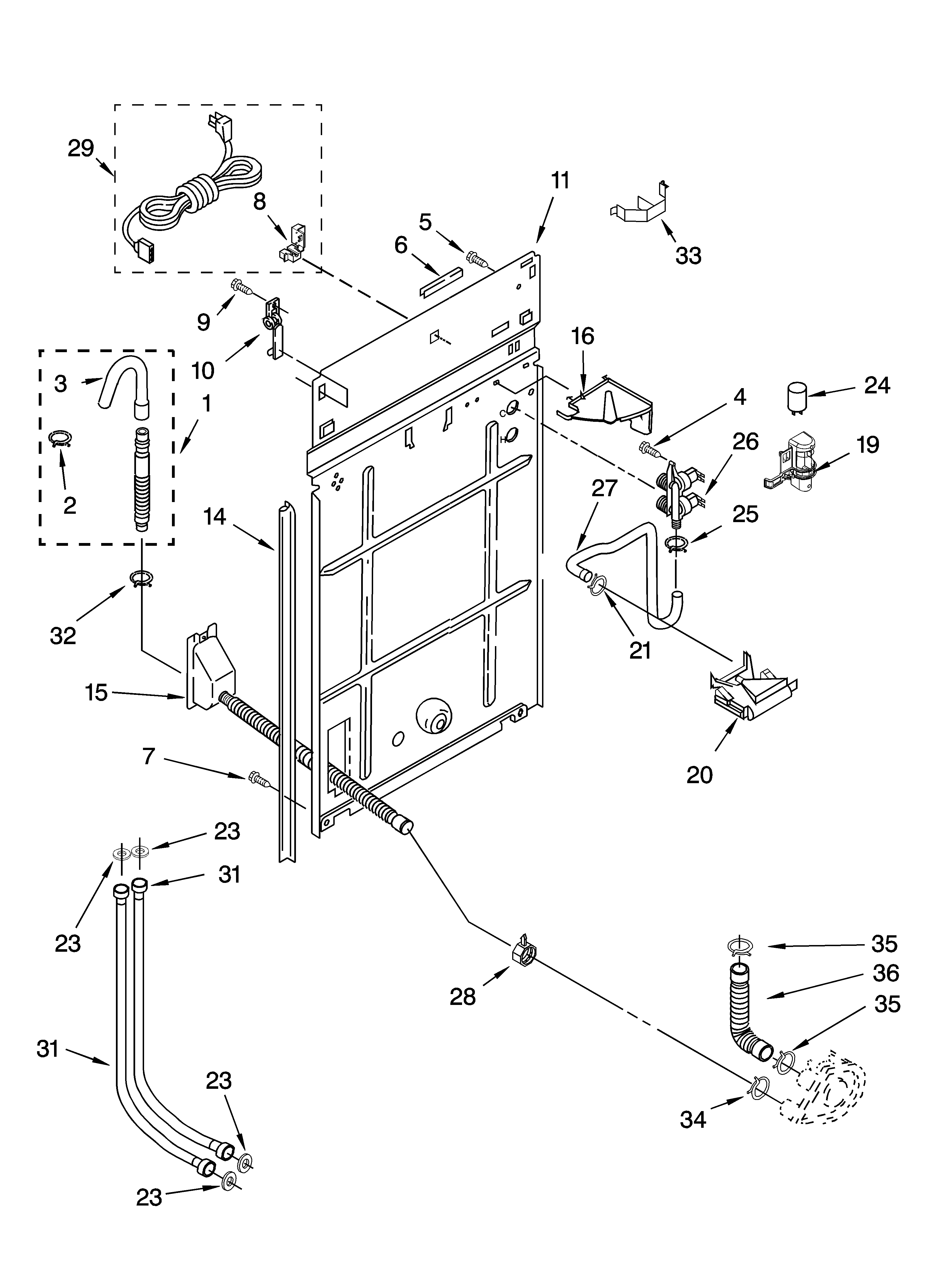 Kenmore 11015962401 rear panel parts diagram