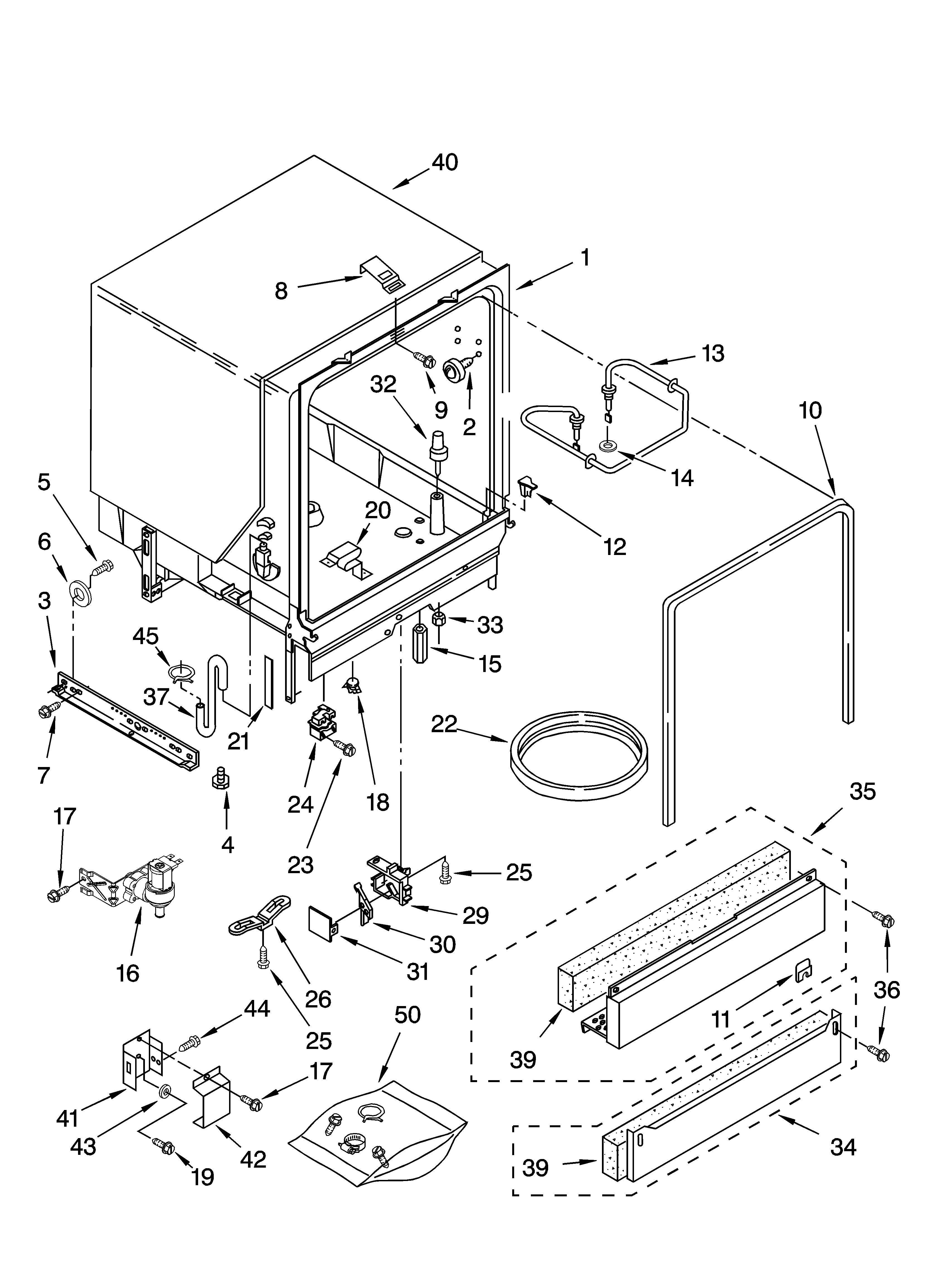 Kenmore 66516992400 tub assembly parts diagram
