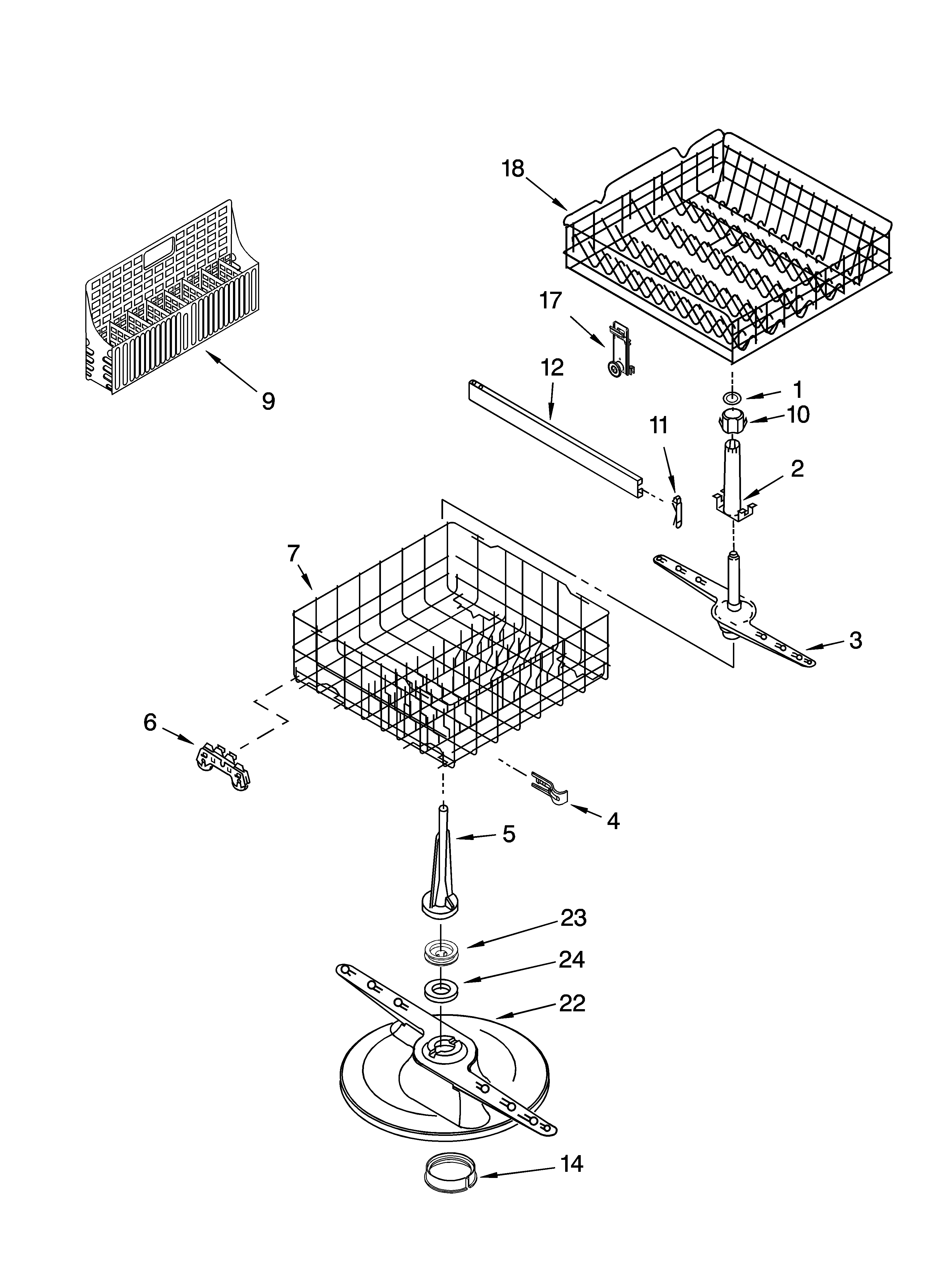 Kenmore 66516992400 dishrack parts and optional parts not included diagram