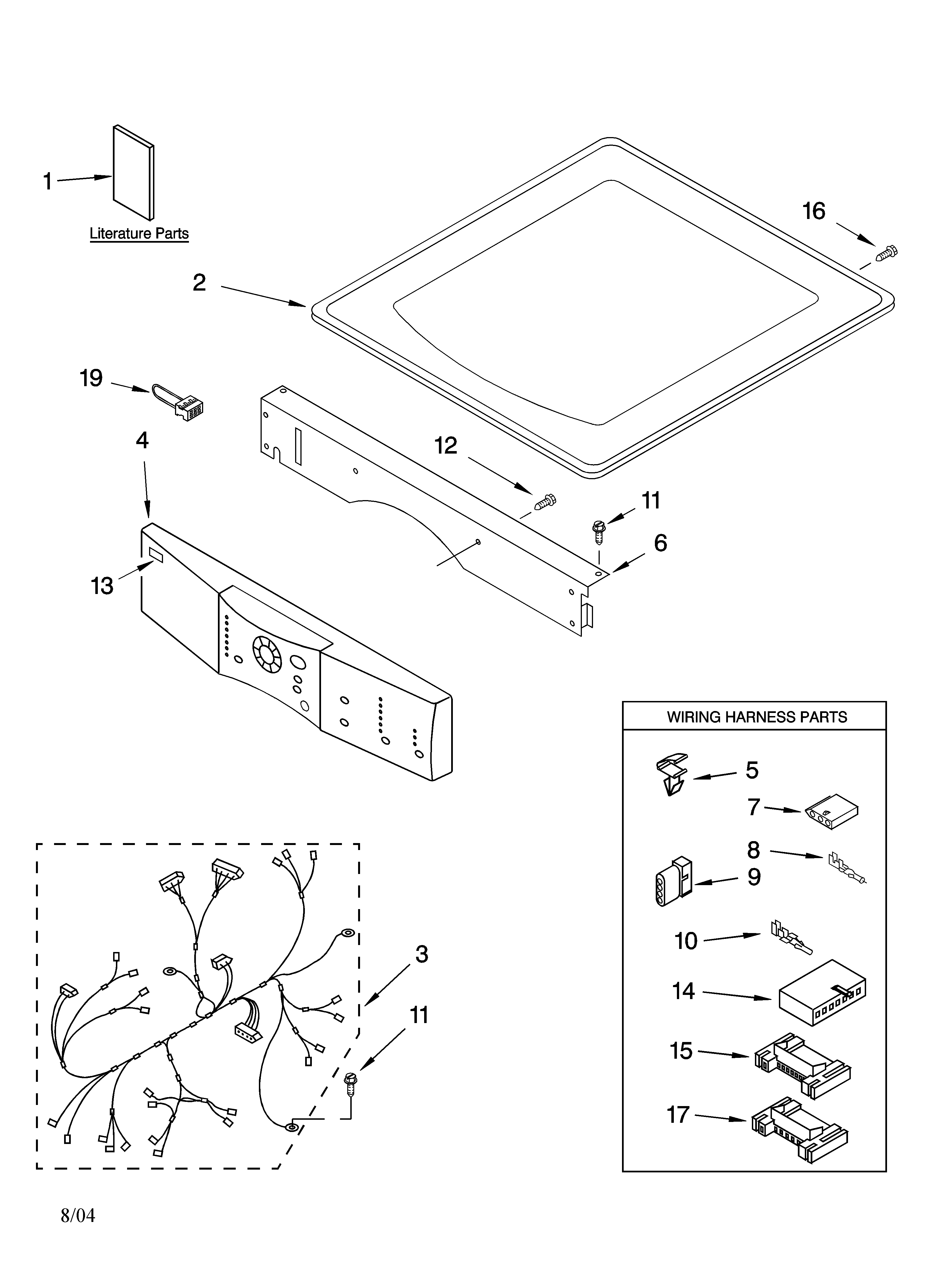 Kenmore Elite 11085872400 top and console parts diagram